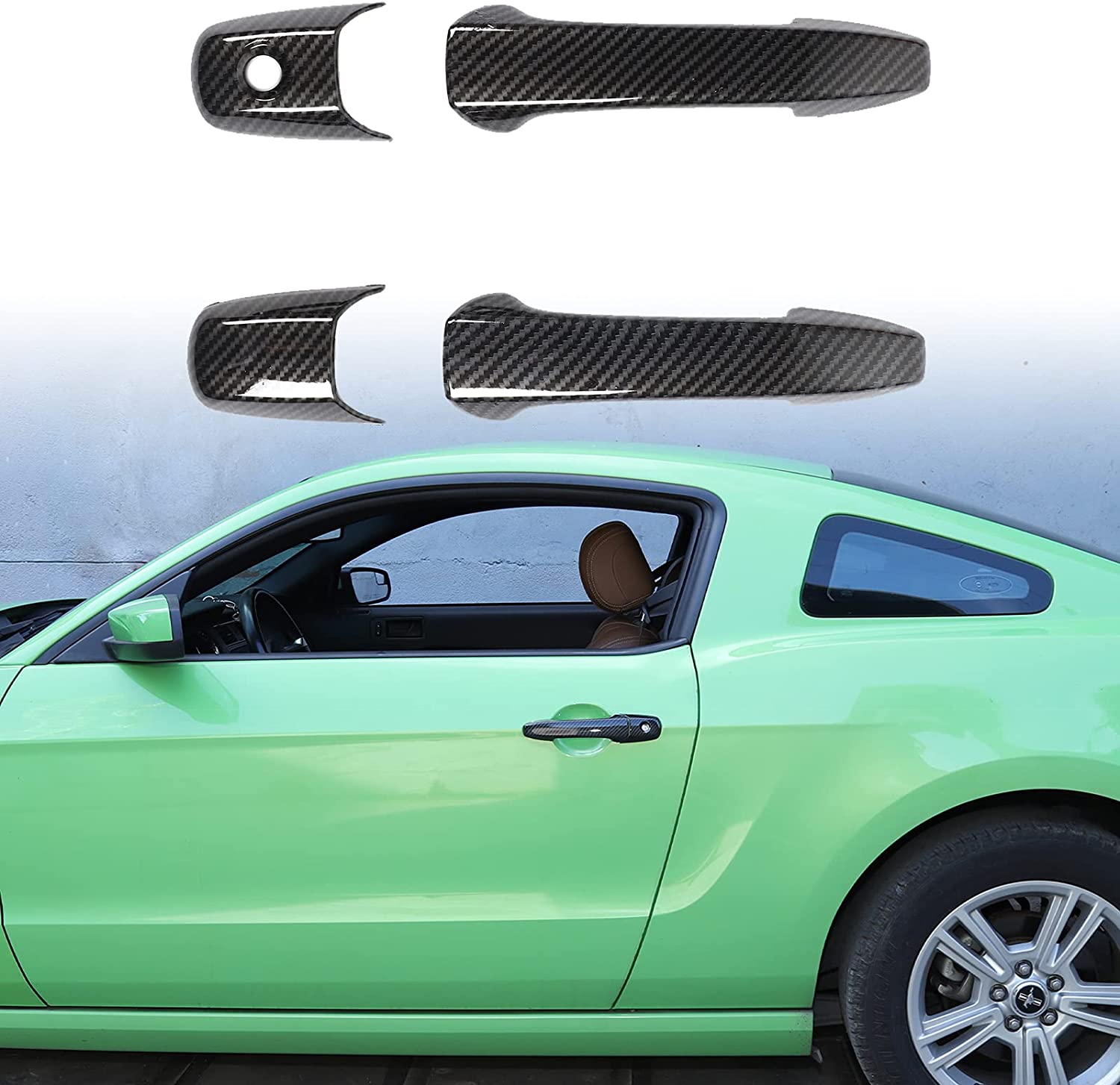 Door Handle Trim Cover ABS Exterior Decoration Accessories for 2004-2014 Mustang, 4PCS - Delicate Leather
