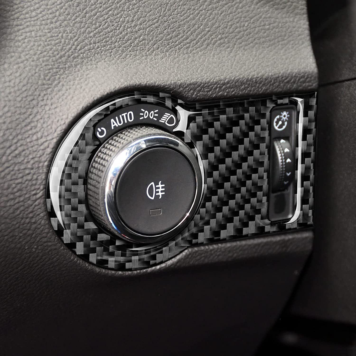 Car Headlight Switch Button Sticker Decal Carbon Fiber Interior Trim Cover for Camaro 2010 2011 2012 2013 2014 2015 Accessories - Delicate Leather