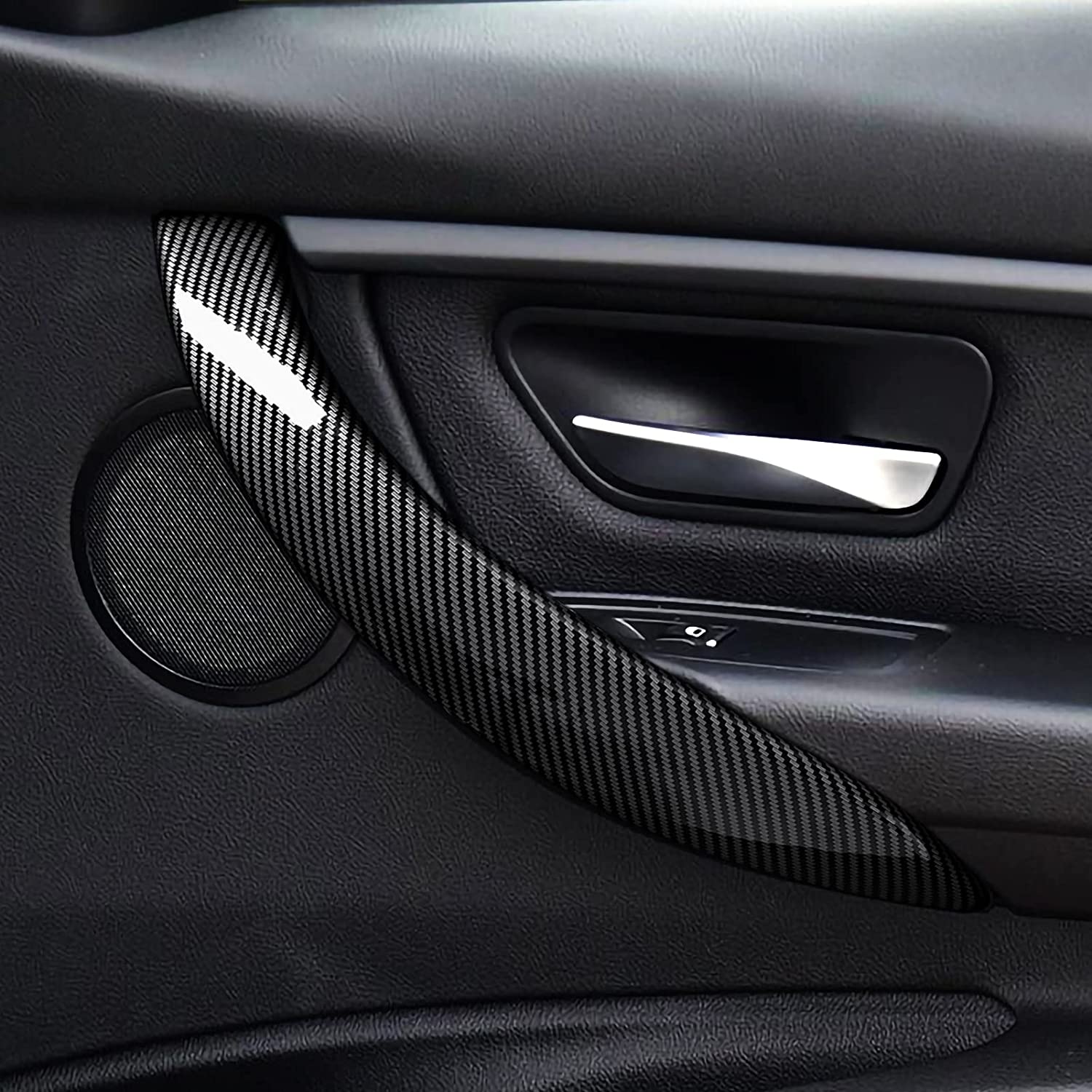 2PCS Car Handles Cover Sticker Decal Carbon Color ABS Trim Compatible with BMW F30 F31 F34 3GT F32 F33 F36 3 4 Series Accessories - Delicate Leather