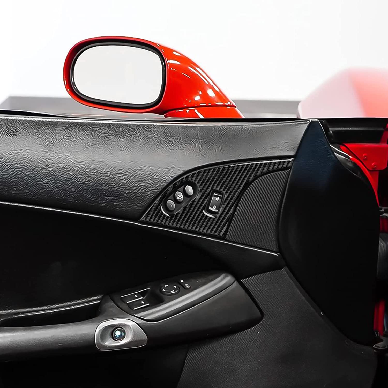 Car Co-Pilot Storage Box Switch Sticker Decal Carbon Fiber Interior Trim Cover Compatible with C6 2005 2006 2007 Car Accessories - Delicate Leather