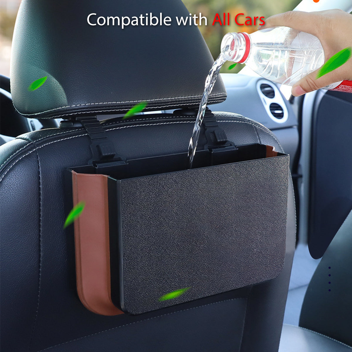Hanging Waterproof Car Trash can-Foldable, Custom For Your Cars, Waterproof, and Equipped with Cup Holders and Trays. Multi-Purpose, Car Accessories LI11992 - Delicate Leather