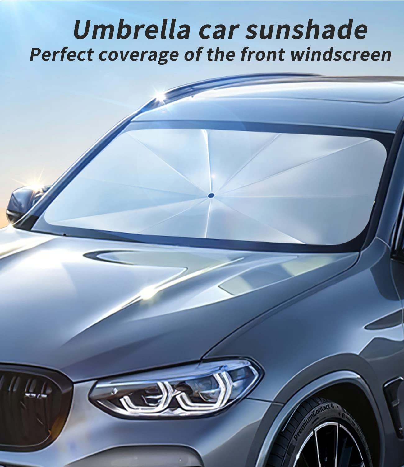 Custom-Fit for Mini Cooper Windshield Sun Shade, Foldable Windshield Sunshade Sun and UV Protection, Car Sun Shade with Logo - Delicate Leather
