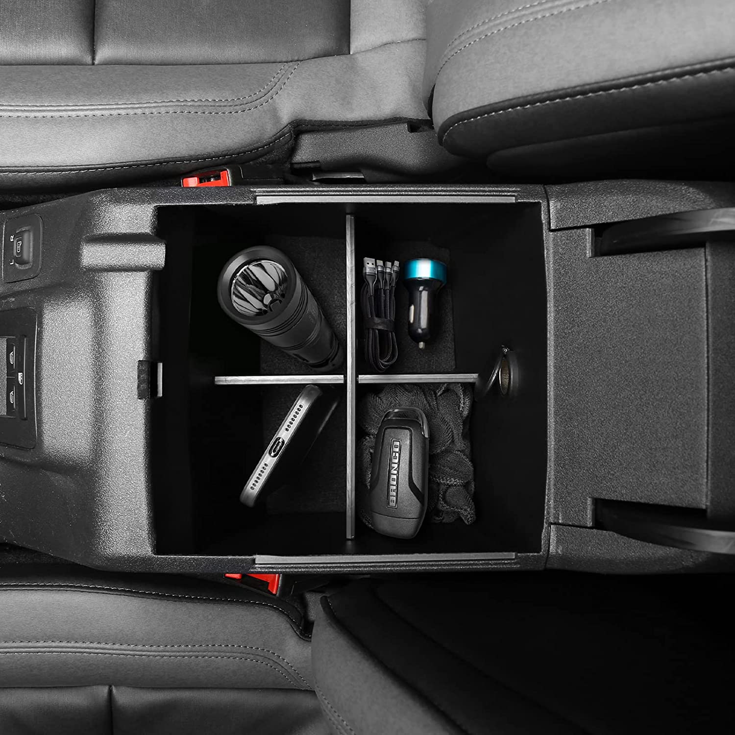 Center Console Organizer Accessories Compartment Dividers Insert Armrest Storage Box - Delicate Leather