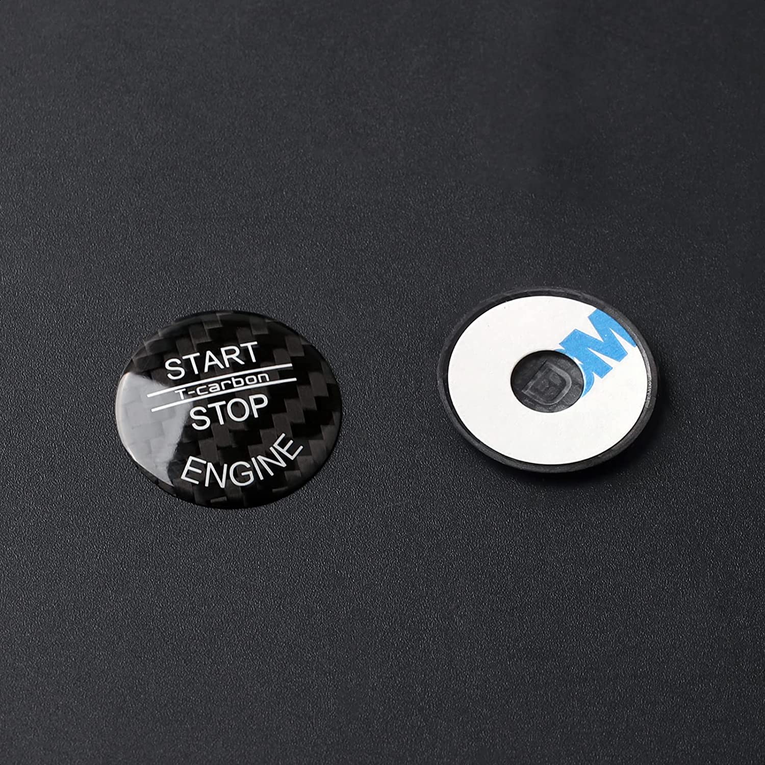 Car Engine Start Stop Button Cover Carbon Sticker Decals Trim Push to Start Ignition Button fits for E90 E91 E92 E93 Interior Accessories - Delicate Leather