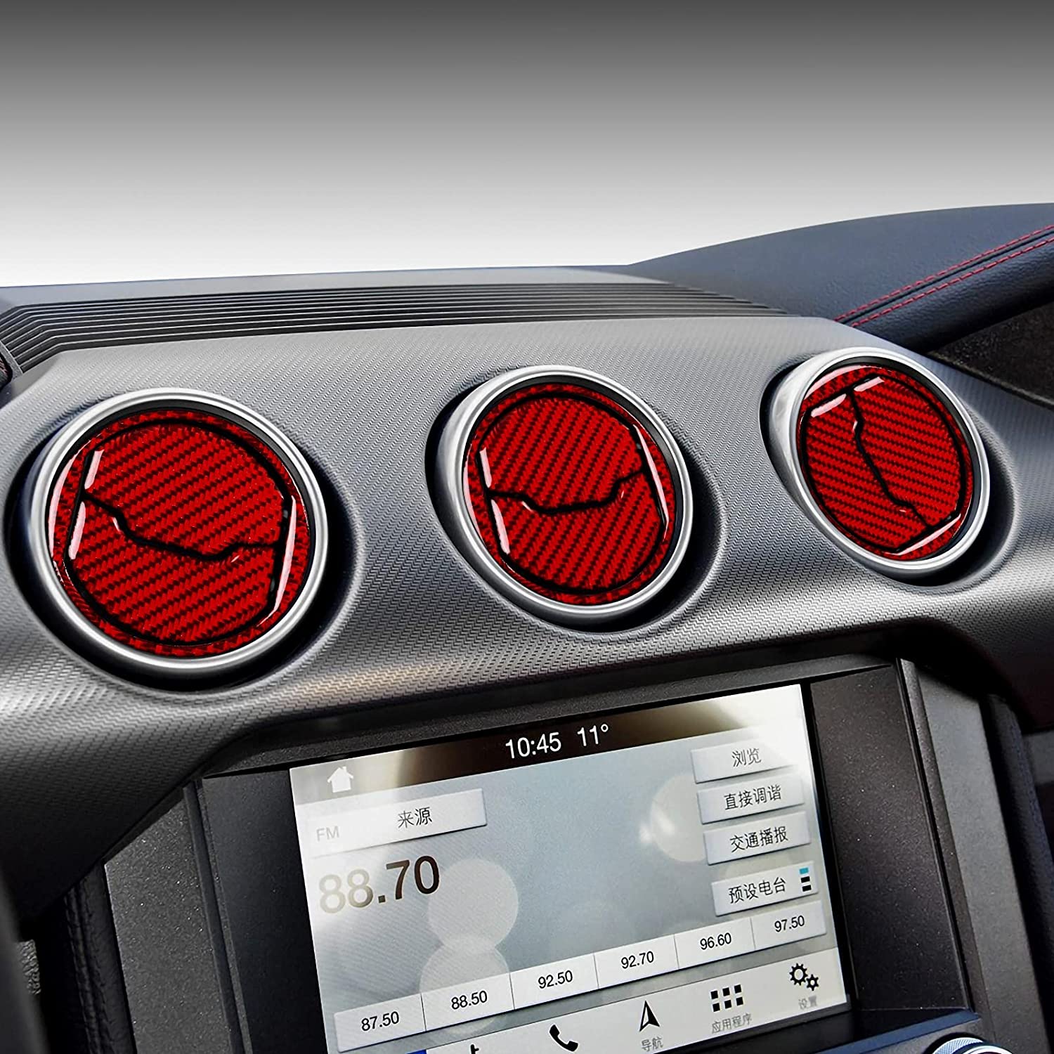 Carbon Fiber Car Central Air Outlet Sticker Decal Interior Trim Cover for Mustang 2015 2016 2017 2018 2019 2020 Accessories - Delicate Leather