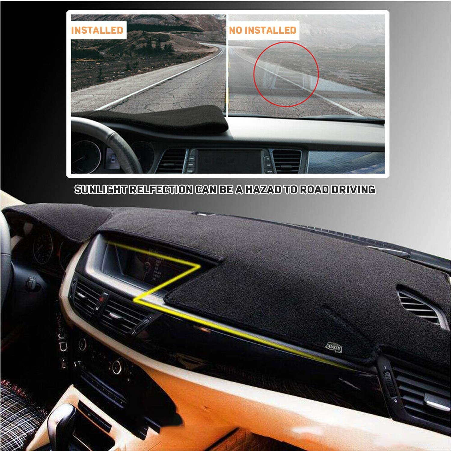 Car Dashboard Dash Cover Mat Carpet Compatible with 2019 2020 2021 2022 Corolla Sedan Custom Interior Center Consolen Dash Board Pad Non-Slip Sunshield Protector Black - Delicate Leather