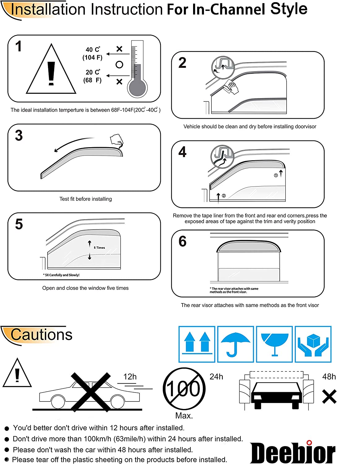 Original Side Window Wind Deflector, 4pcs In-Channel Nice Rain Guards Set, Vent Visor fit for 1997-2017 Ford Expedition 1998-2017 Lincoln Navigator 194233 - Delicate Leather