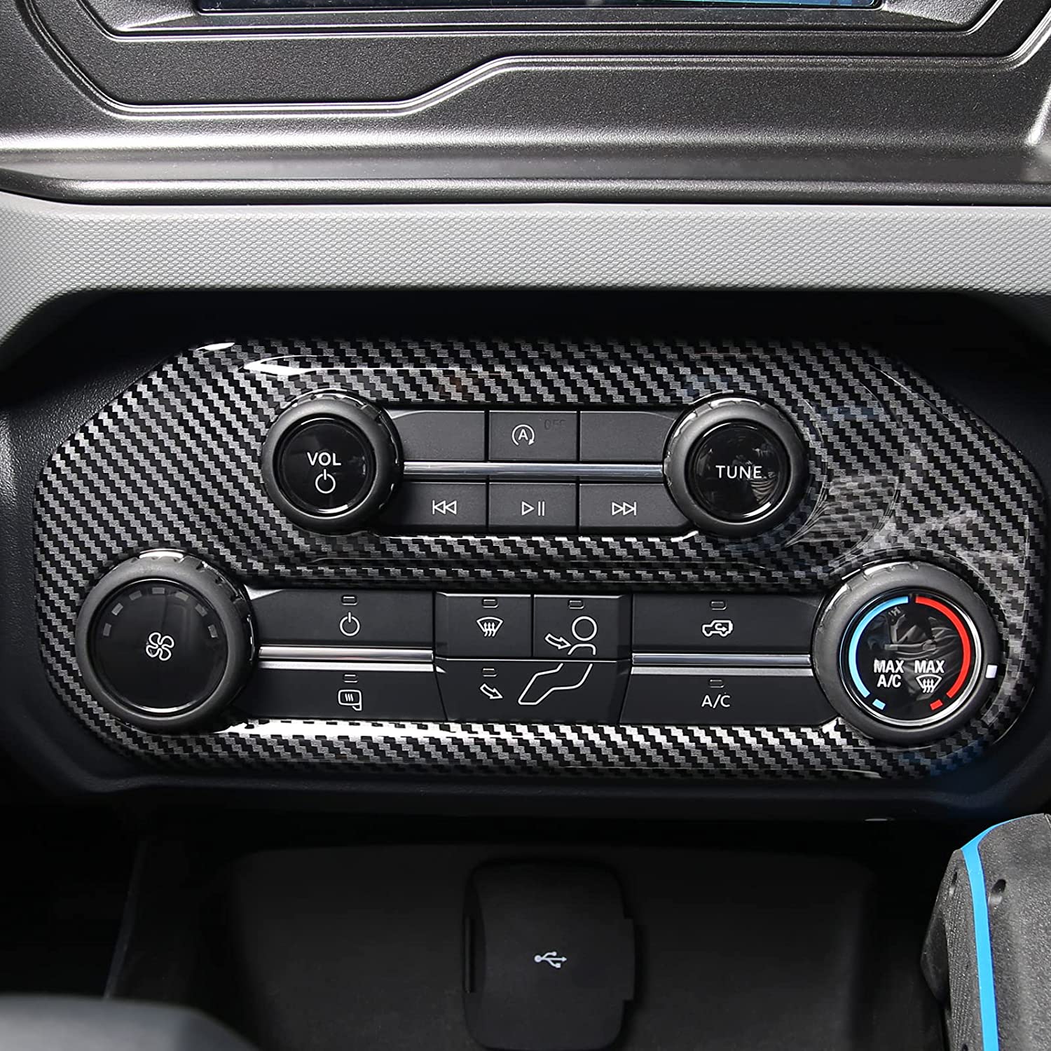Center Control Panel Trim for 2021 2022 Bronco Air Conditioner Decoration Cover Plate Interior Accessories Sticker - Delicate Leather