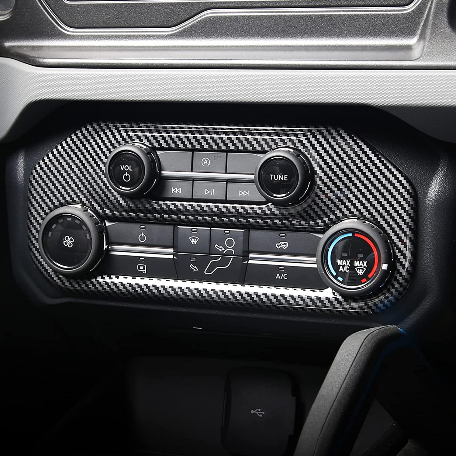 Center Control Panel Trim for 2021 2022 Bronco Air Conditioner Decoration Cover Plate Interior Accessories Sticker - Delicate Leather