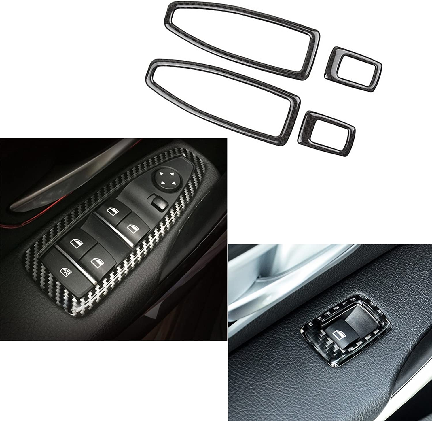 Full Set Interior Accessories Cover Trim Sticker, Real Carbon Fiber, Compatible with BMW 3 Series F30 F31 2012-2018, GT F34 2014-2018, 4 Series F32 F33 F36 2014-2018 - Delicate Leather