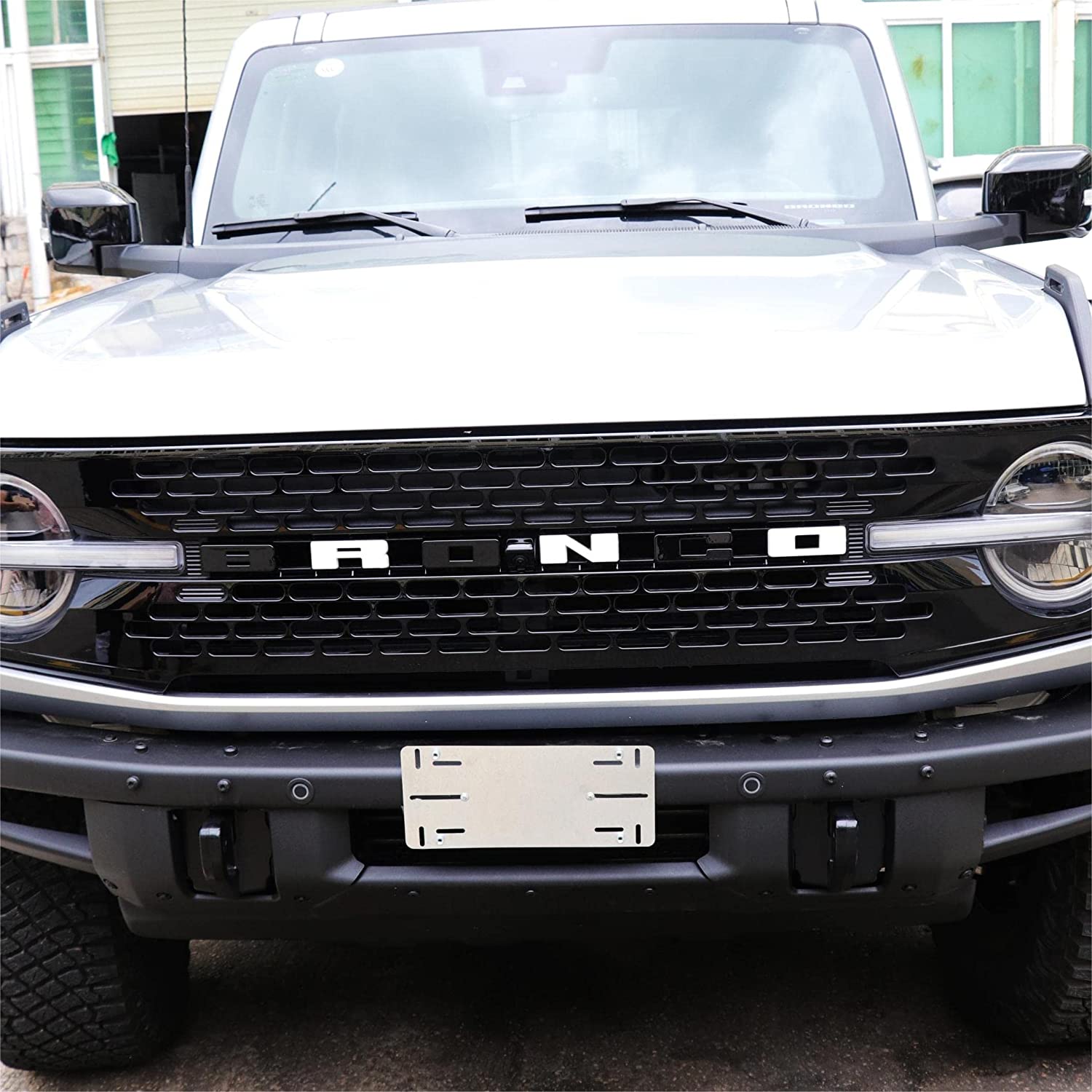 Front Grille Emblem Letter Decoration Cover for 2021 2022 Ford Bronco Accessories,Letters Badge Decoration - Delicate Leather