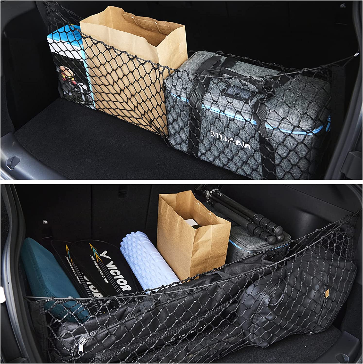 Trunk Cargo Net Stretchable, Envelope Style Cargo Net with Metal Hooks, Elastic Trunk Storage Net, Ideal Heavy Duty Cargo Net for SUV, Fit for 2011-2021 Grand Cherokee Accessories - Delicate Leather