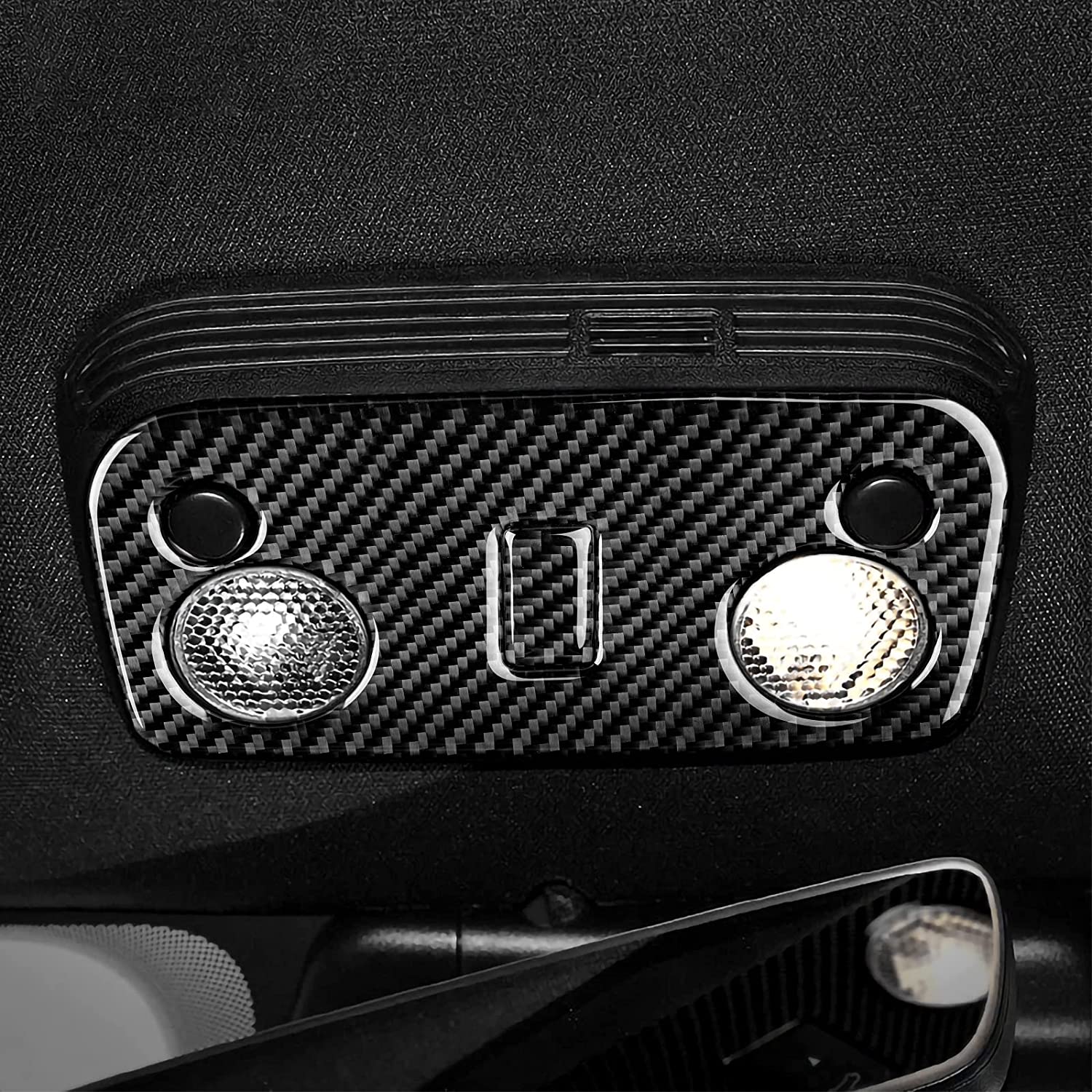 Carbon Fiber Car Interior Reading Light Control Panel Trim Stickers Decal Cover for Ford Mustang GT 2005 2006 2007 2008 2009 S197 Accessories - Delicate Leather