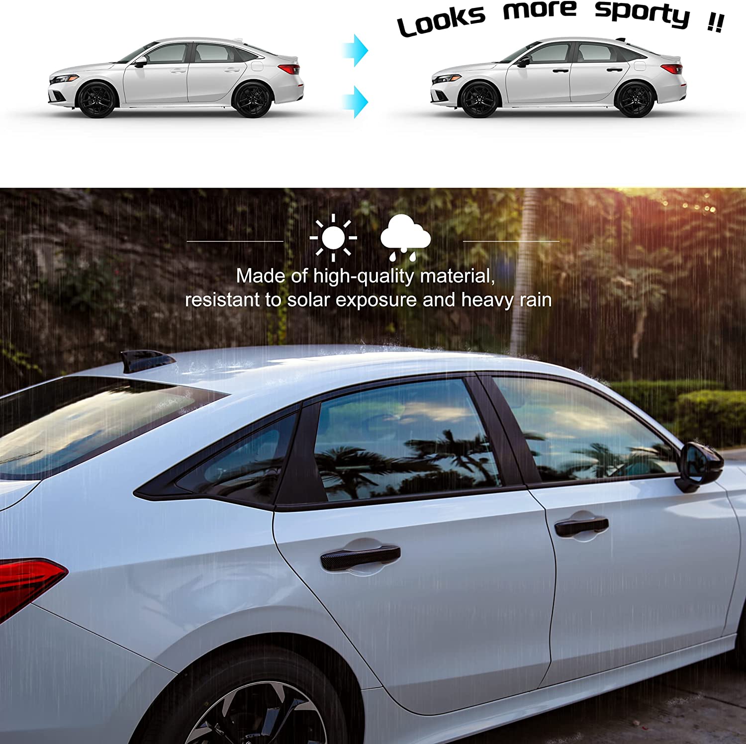 11th Gen Civic Accessories Door Handle Cover Exterior Grab Handle Protection Shell Car Decoration Trims Compatible with Civic 2022 2023 with Auto Lock - Delicate Leather