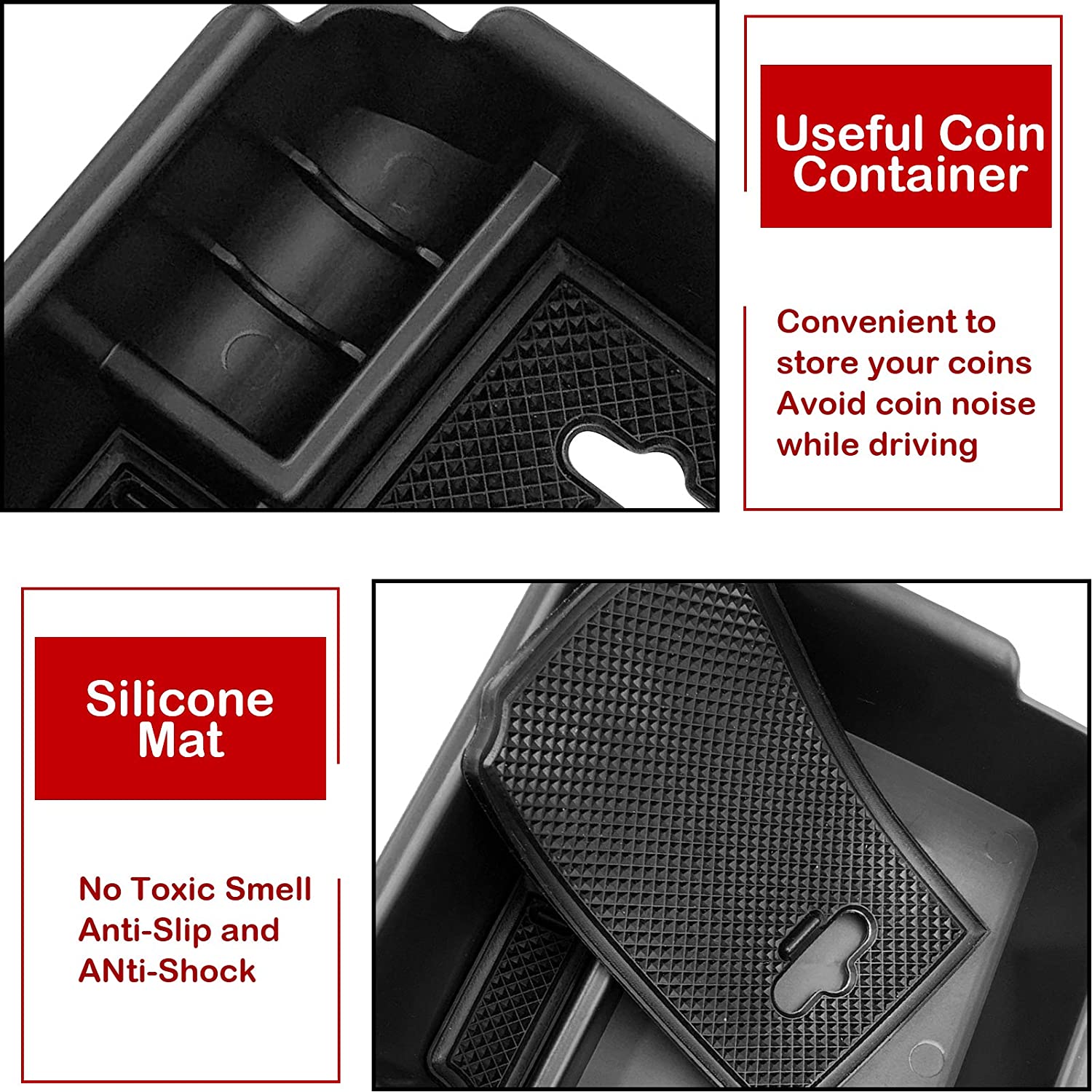 Centre Console Organizer Tray for Tiguan 2018-2022 and VW Taos 2022, Center Armrest Storage Box with Coin Holder, Glove Compartment Container for VW Tiguan and Taos - Delicate Leather