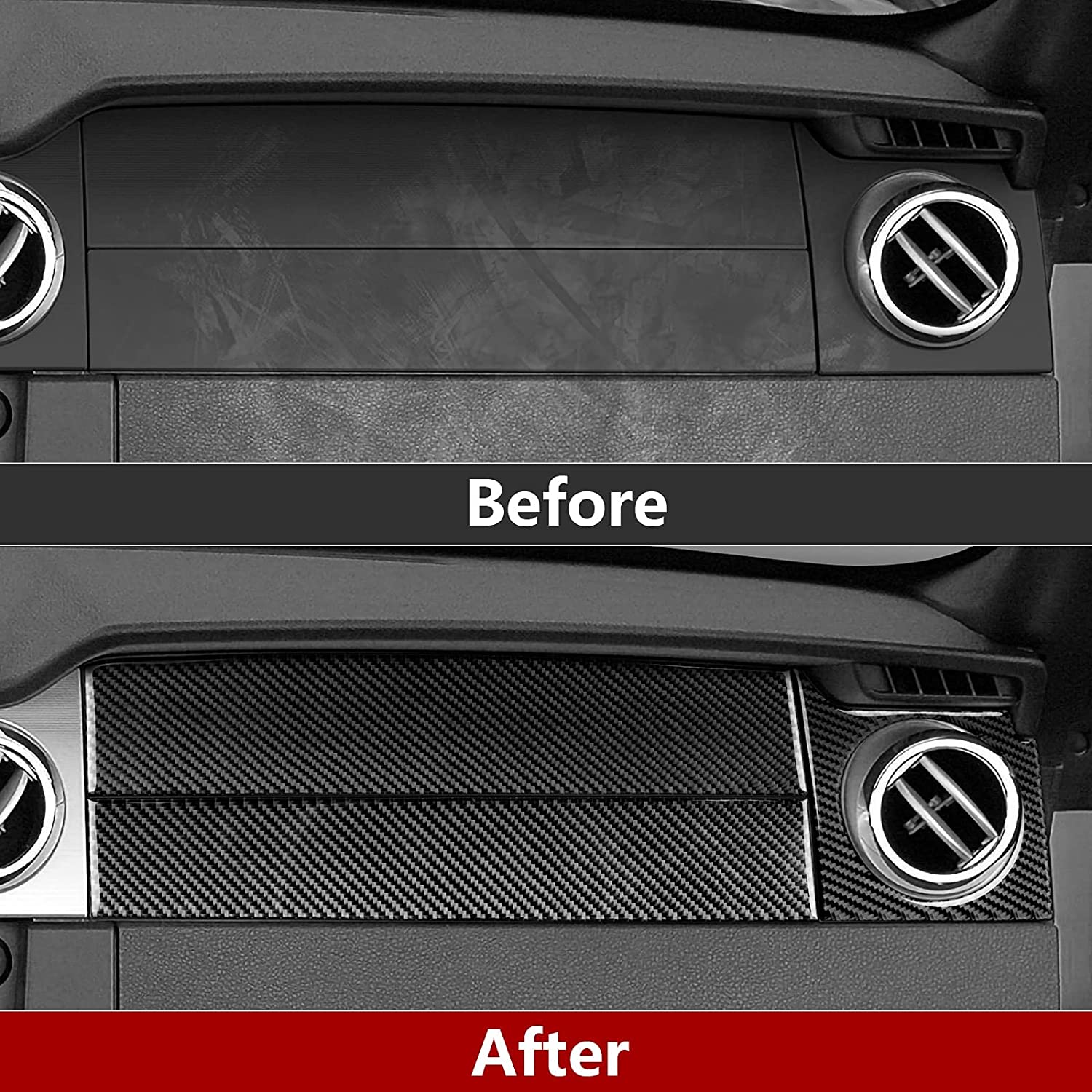 Car Copilot Air Vent Panel Stickers Decal Carbon Fiber Interior Trim Cover Compatible with Mustang GT 2005 2006 2007 2008 2009 S197 Car Accessories - Delicate Leather