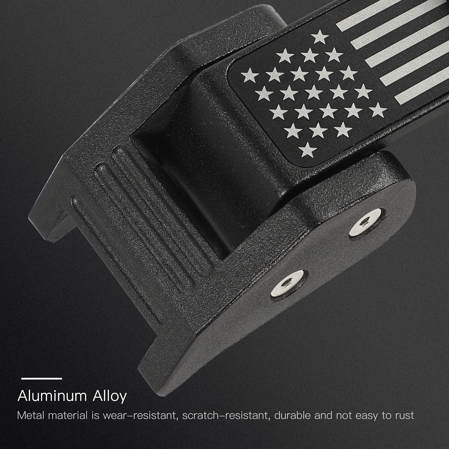 2PC Aluminum Hood Latches Catch Kit with U.S. Flag Style for Wrangler JK JKU 2007-2018 - Delicate Leather
