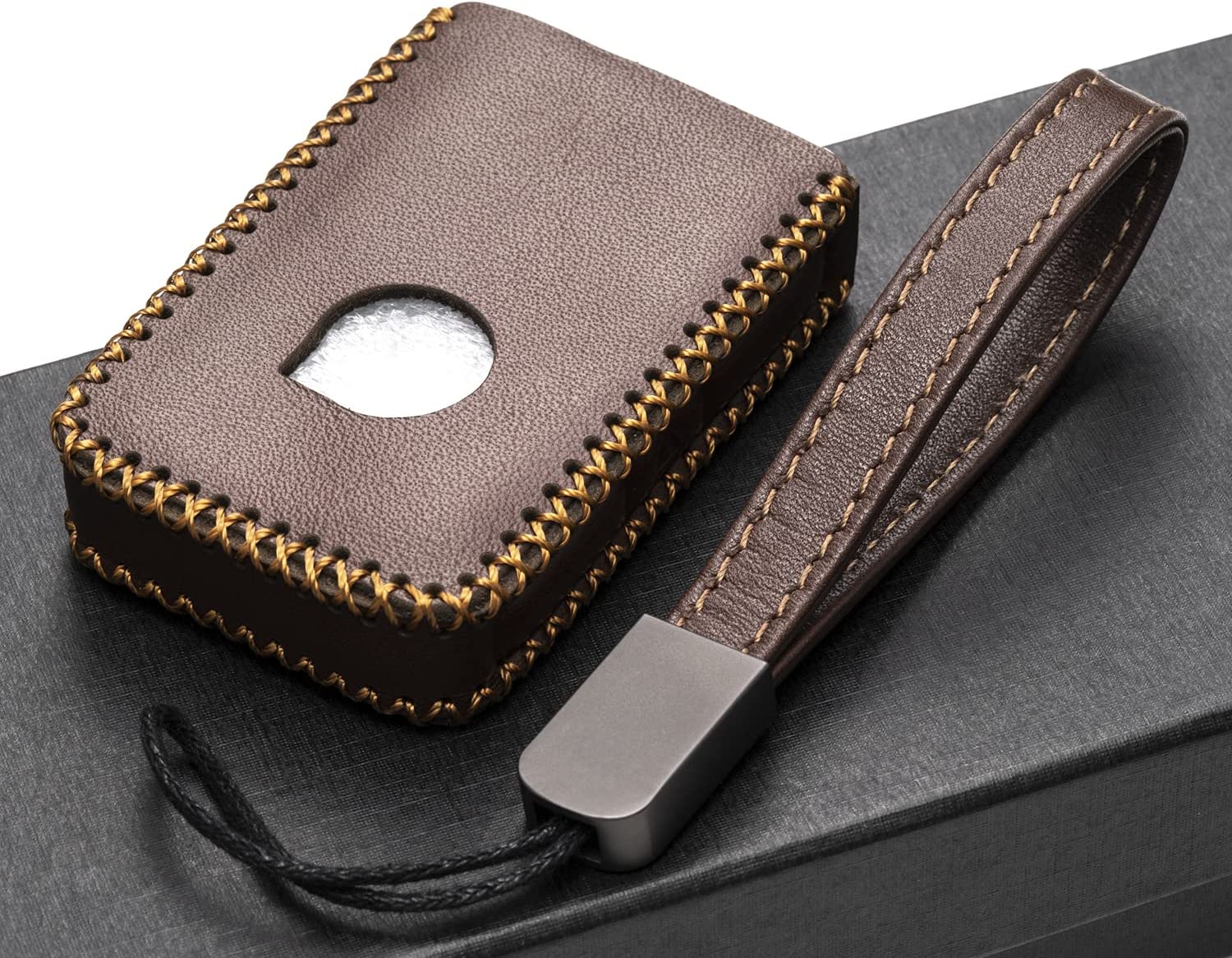 Genuine Leather Smart Key Fob Case Compatible with Volvo XC40, XC60, XC90, S90, S60, V60, V90 2019-2022 - Delicate Leather