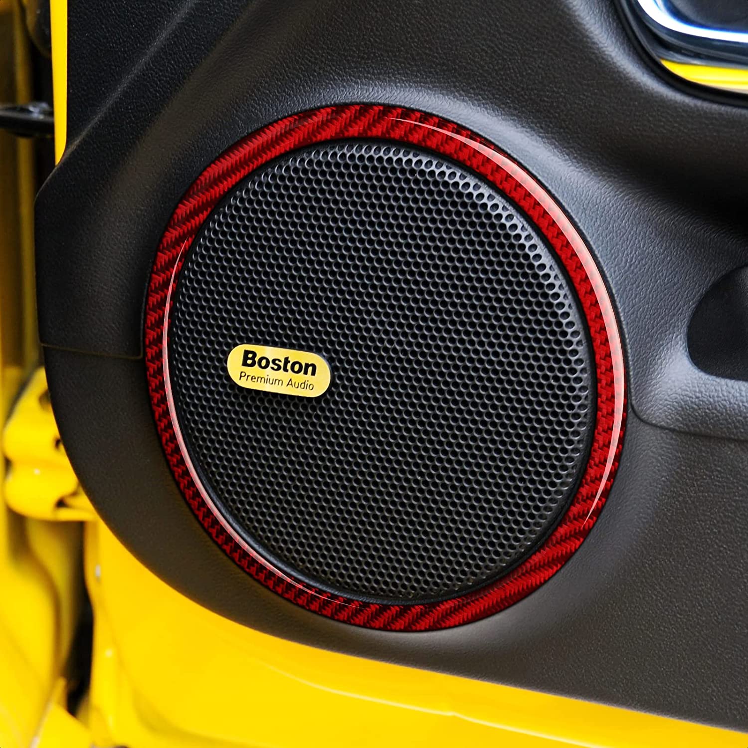 Carbon Fiber Car Door Audio Speaker Sticker Interior Trim Cover for Camaro 2010 2011 2012 2013 2014 2015 Accessories - Delicate Leather