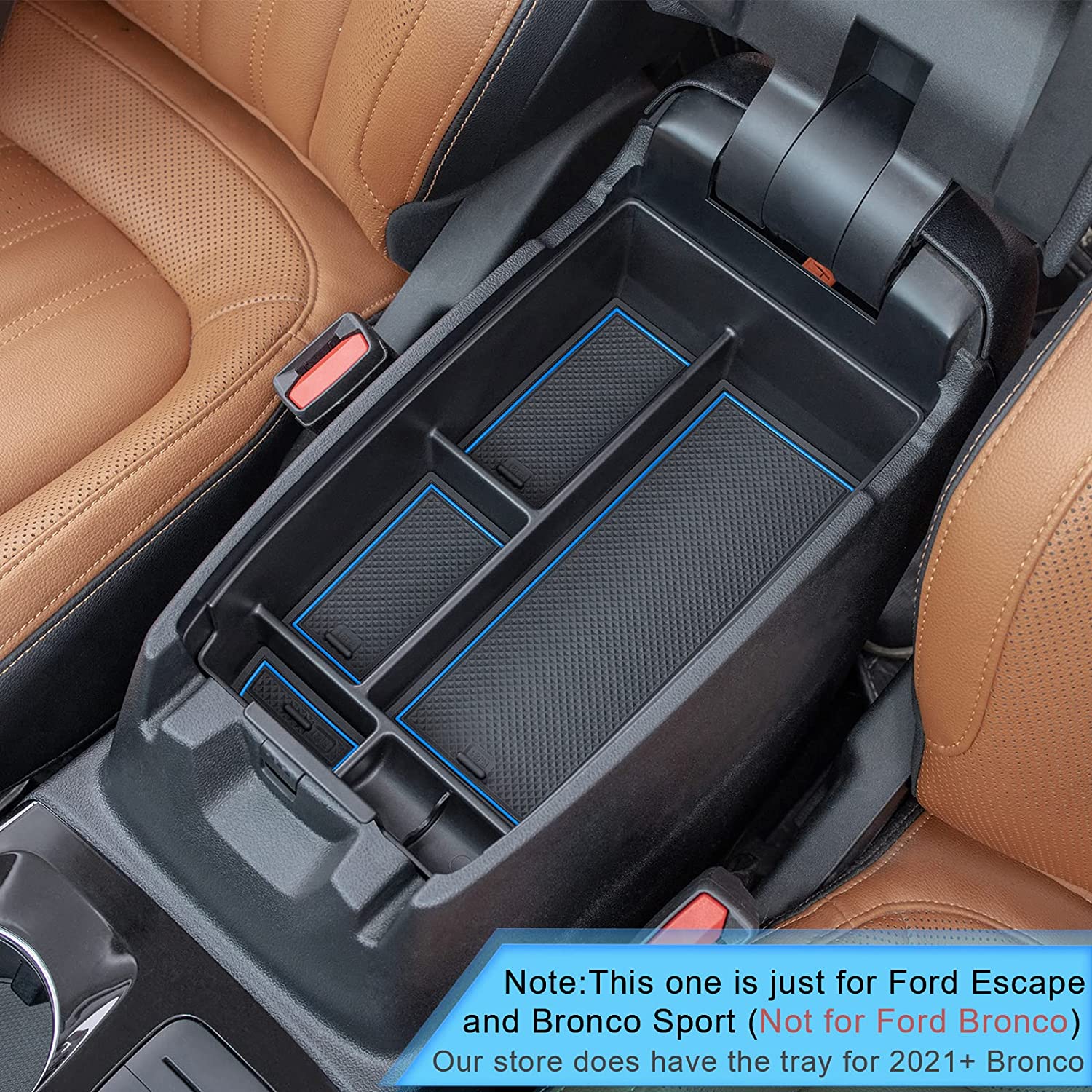 Center Console Organizer Sport 2021 2022 Accessories, Long Compartment Armrest Box Storage Tray Coin Container - Delicate Leather
