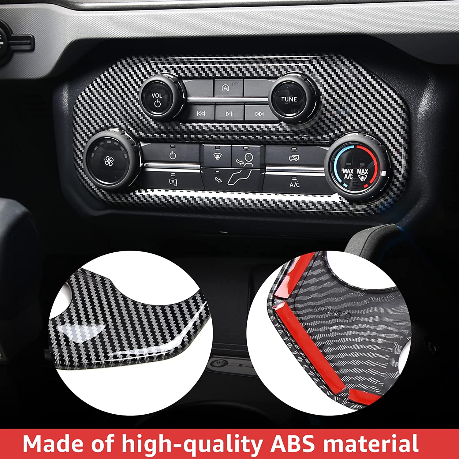 Center Control Panel Trim for 2021 2022 Bronco Air Conditioner Decoration Cover Plate Interior Accessories Sticker - Delicate Leather
