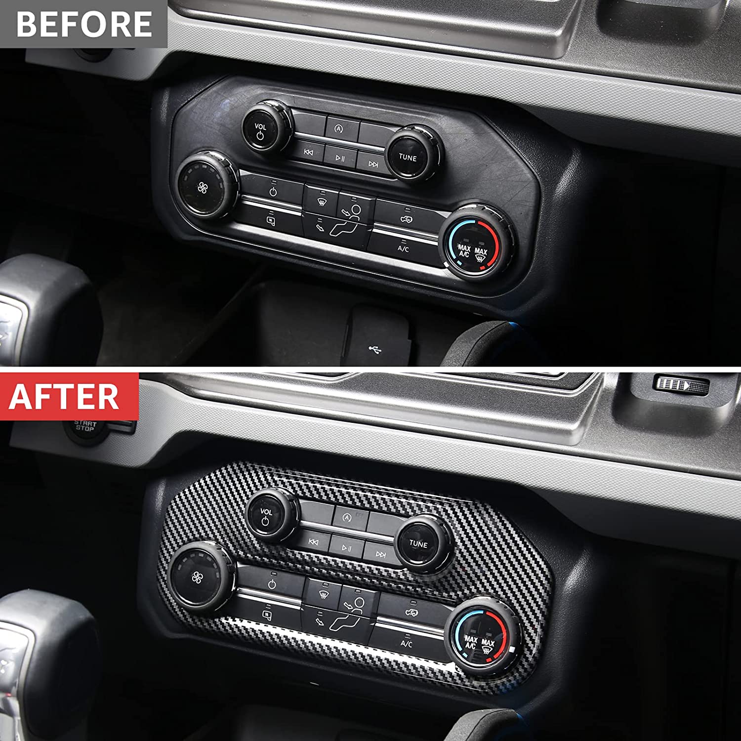 Center Control Panel Trim for 2021 2022 Bronco Air Conditioner Decoration Cover Plate Interior Accessories Sticker - Delicate Leather