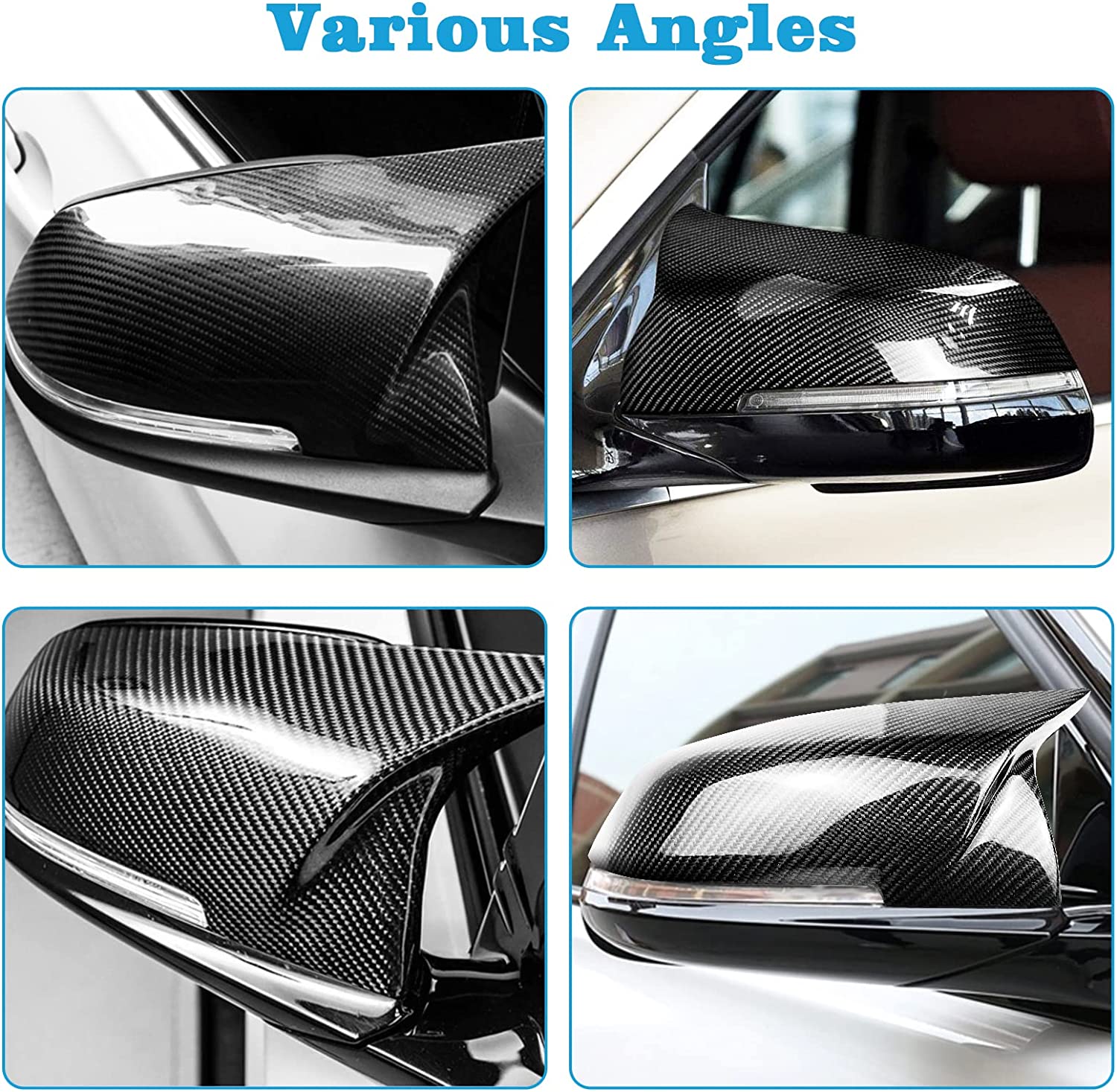Carbon Fiber Mirror Cap Covers Replacement for F20 F22 F23 F30 F31 F32 F33 F36 F87 M2 X1 E84 Side Real Carbon Fiber Mirror Cover Caps - Delicate Leather