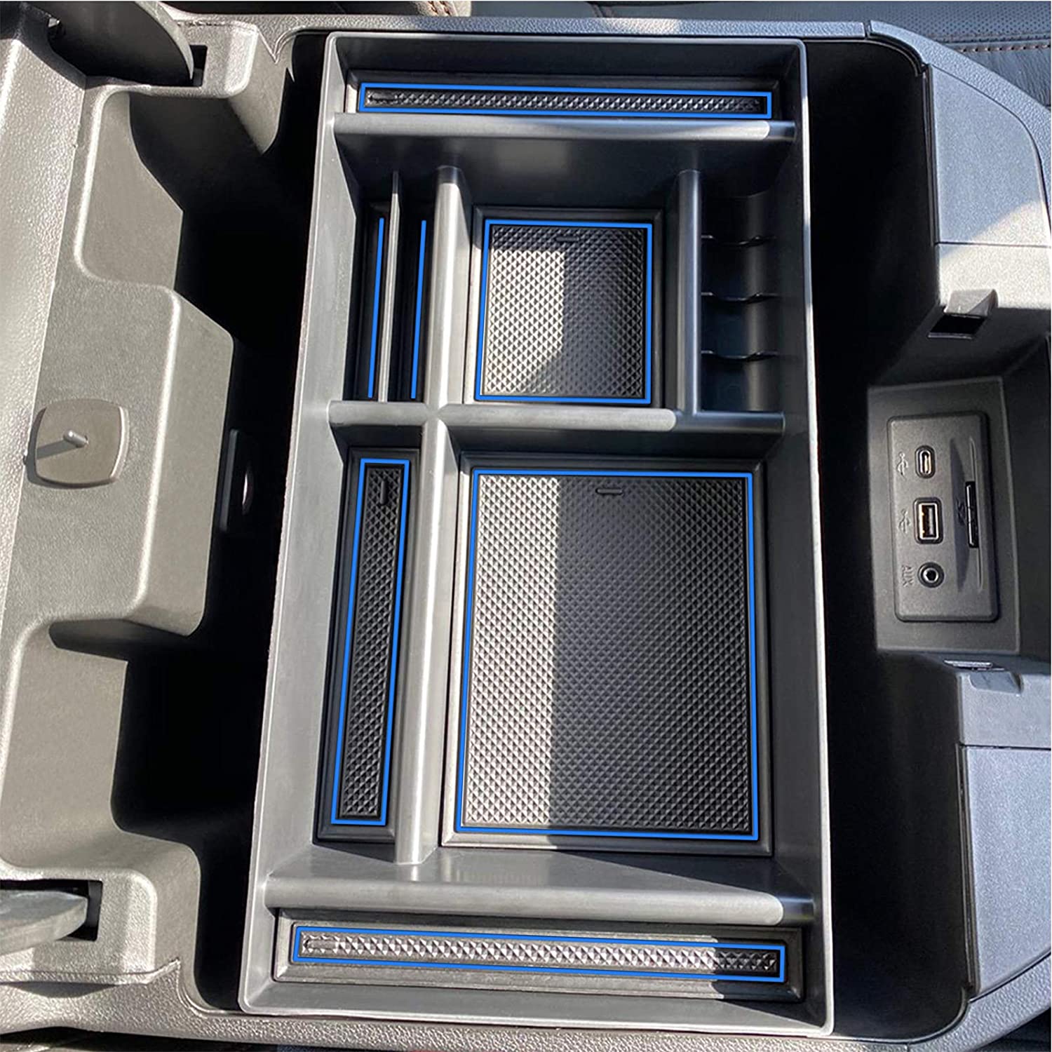 Center Console Organizer Tray Compatible with (2019-2022) Chevy Silverado 1500/GMC Sierra 1500 and 2020 2021 2022 Silverado/Sierra 2500/3500 HD - Full Console w/Bucket Seats ONLY - Delicate Leather