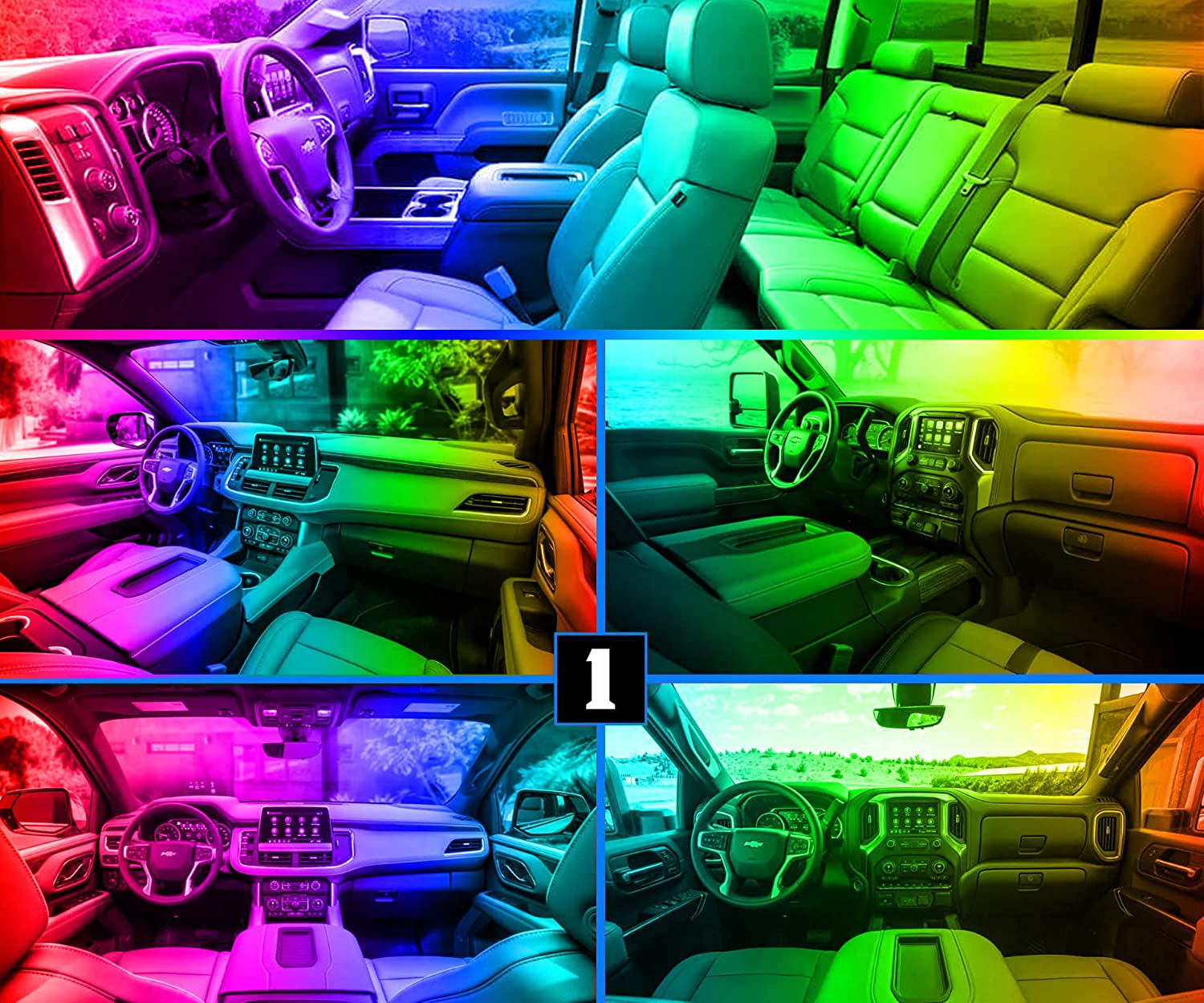 2x RGB LED Door Panel Courtesy Step Interior Light Compatible with 1999-2006 Silverado/Sierra 1500 2001-2006 3500 2500 HD 1999-2006 Yukon 1995-1999 C1500 C2500 C3500 - Delicate Leather