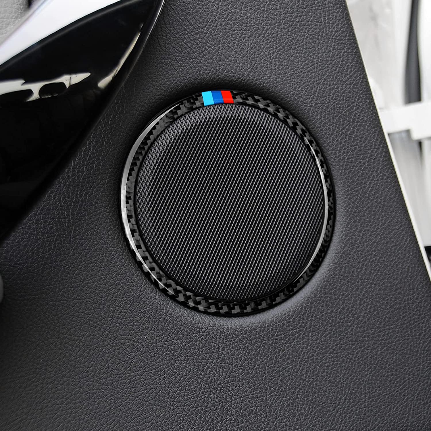 2PCS Car Trim Audio Speaker Frame Sticker Carbon Fiber Decals Compatible with BMW F30 F31 F34 3GT F32 F33 F36 2012 2013 2014 2015 2016 2017 2018 2019 Interior Accessories - Delicate Leather