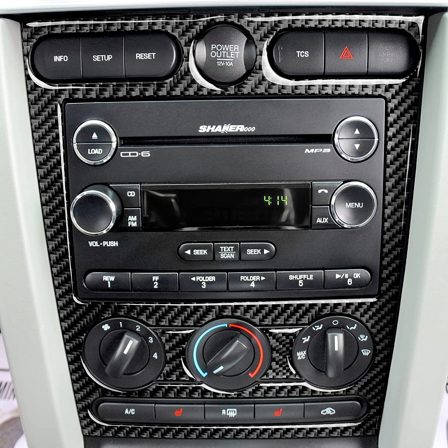 Car Center Console CD Panel Sticker Decal Carbon Fiber Interior Trim Cover Compatible with GT 2005 2006 2007 2008 2009 S197 Accessories - Delicate Leather