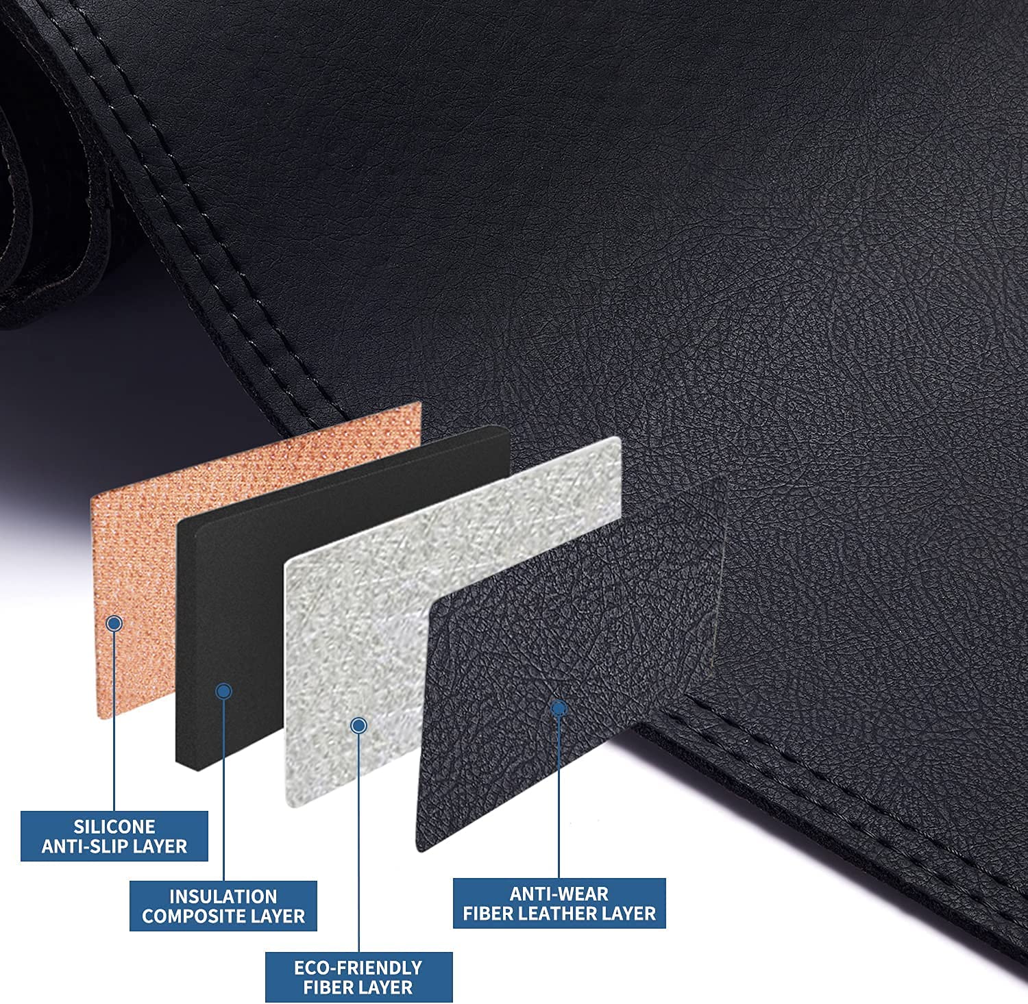 Dash Board Cover PU Dashboard Mat Pad Sun Protection Anti-Vertigo Mat Blanket - Delicate Leather