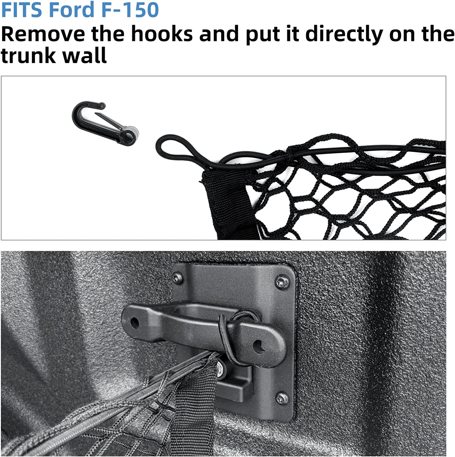 Truck Bed Cargo Net for Pickup Truck Bed - Premium Truck Bed Net for Trunk Organizers and Storage - Trunk Mesh Cargo Net - Delicate Leather