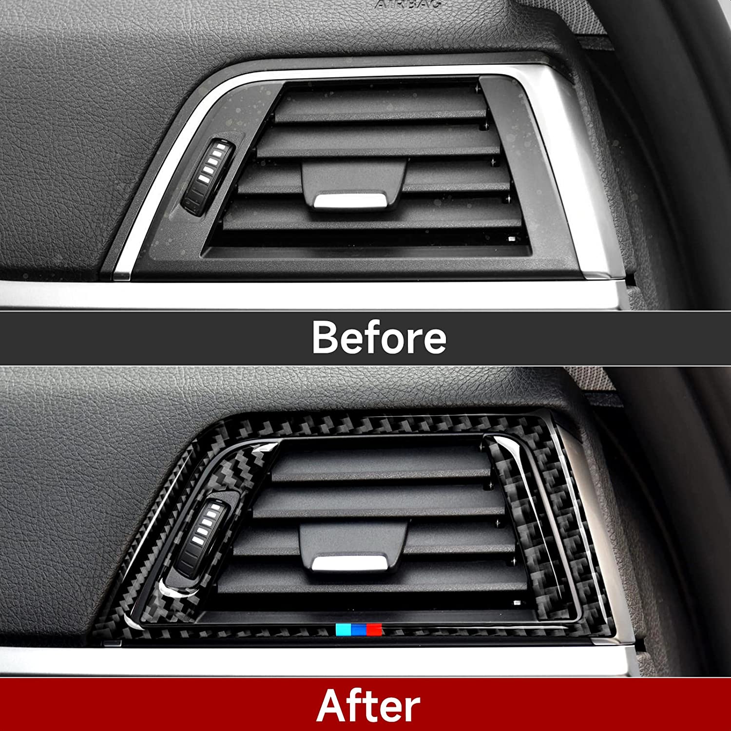 8PCS Car Air Vent Decal Carbon Fiber Sticker Trim Cover Compatible with 3 4 Series Accessories (B) -- ONLY for F30 (2016-2019), F32 F34 (2017-2019) - Delicate Leather