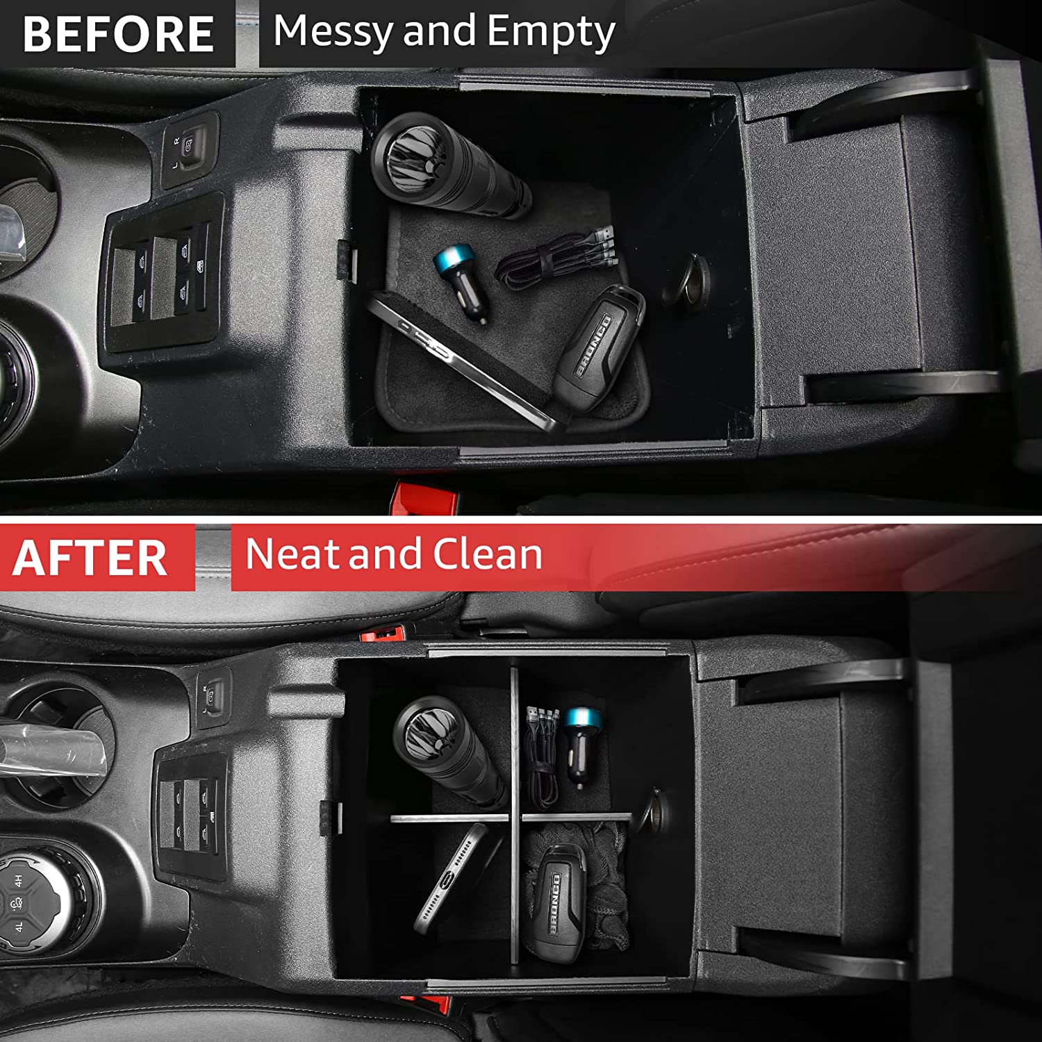 Center Console Organizer Accessories Compartment Dividers Insert Armrest Storage Box - Delicate Leather