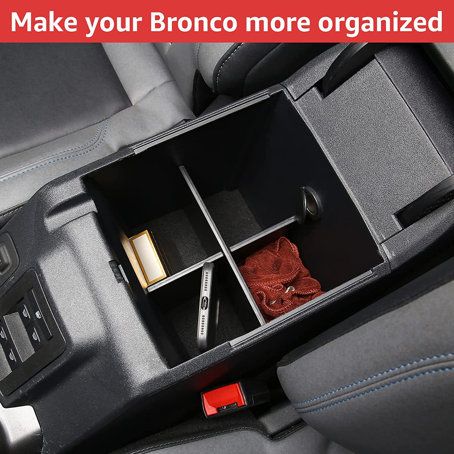Center Console Organizer Accessories Compartment Dividers Insert Armrest Storage Box - Delicate Leather