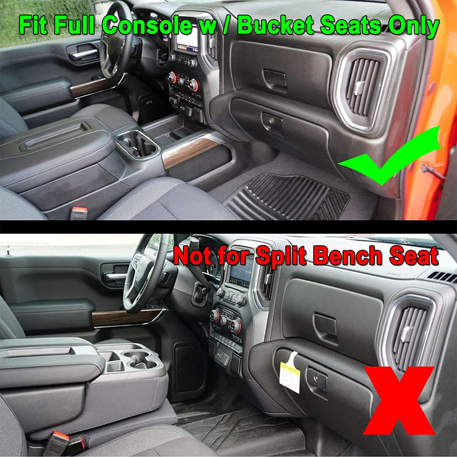 Center Console Organizer Tray Compatible with (2019-2022) Chevy Silverado 1500/GMC Sierra 1500 and 2020 2021 2022 Silverado/Sierra 2500/3500 HD - Full Console w/Bucket Seats ONLY - Delicate Leather