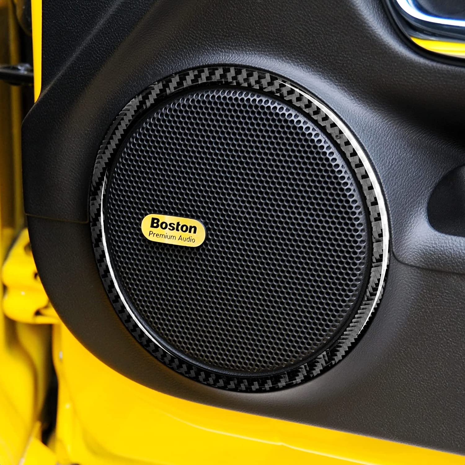 Car Door Audio Speaker Sticker Decal Carbon Fiber Interior Trim Cover for Camaro 2010 2011 2012 2013 2014 2015 Accessories - Delicate Leather