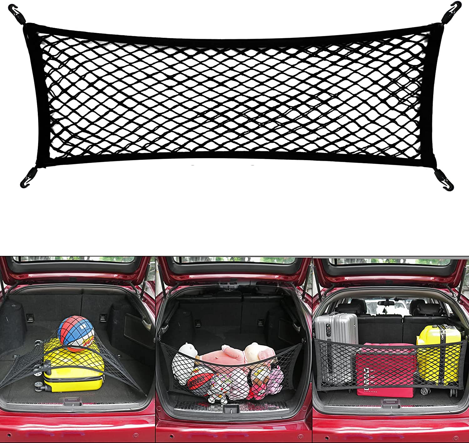 Truck Bed Cargo Net for Pickup Truck Bed - Premium Truck Bed Net for Trunk Organizers and Storage - Trunk Mesh Cargo Net - Delicate Leather