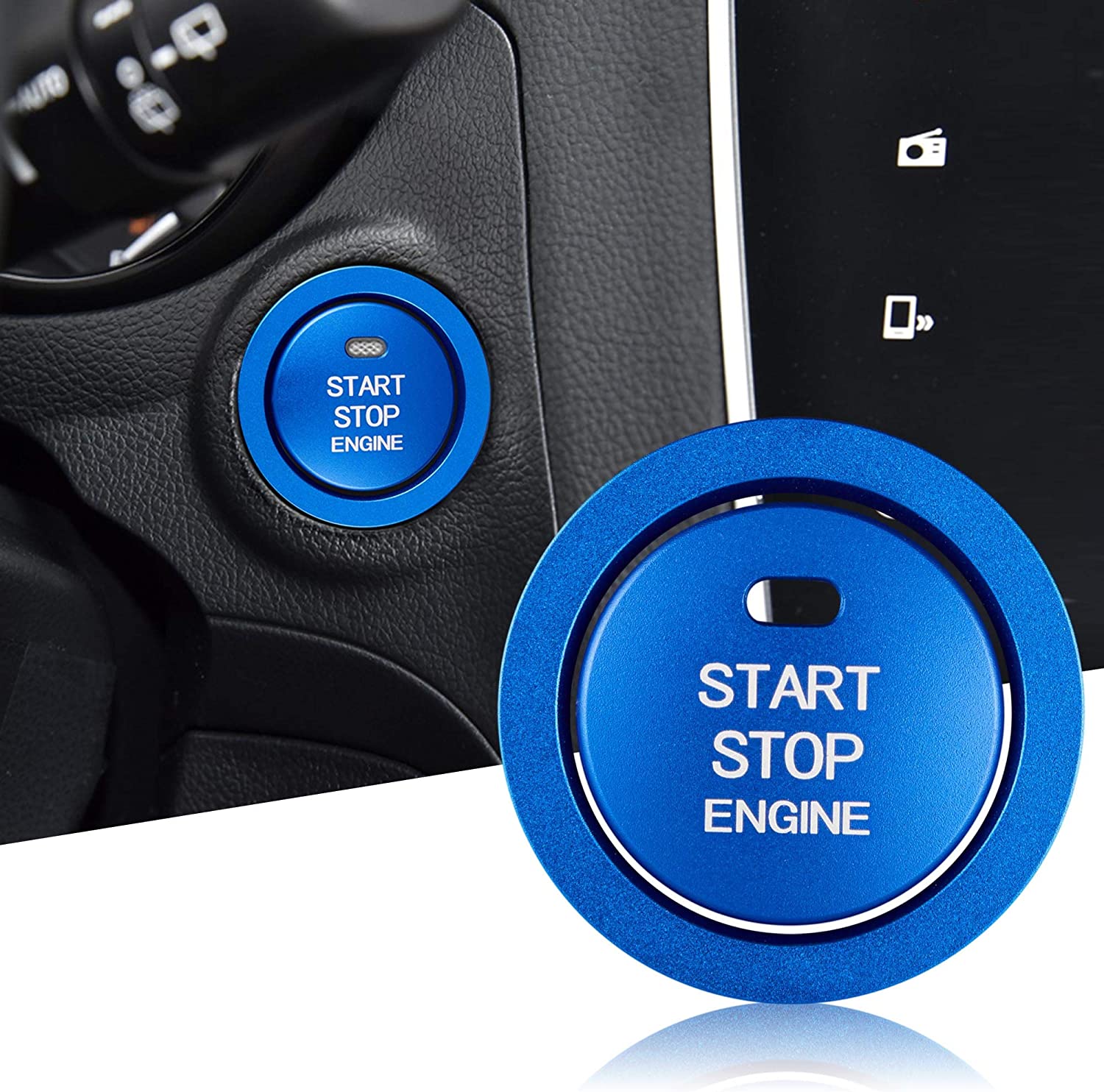 Aluminum Engine Start Stop Push Button Cover Trim Compatible with Forester Legacy Impreza Outback Ascent BRZ XV Car Engine Ignition Start Button Cap Surrounding Trim Ring - Delicate Leather