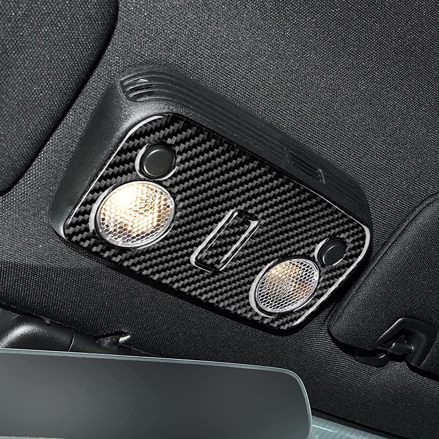 Carbon Fiber Car Interior Reading Light Control Panel Trim Stickers Decal Cover for Ford Mustang GT 2005 2006 2007 2008 2009 S197 Accessories - Delicate Leather