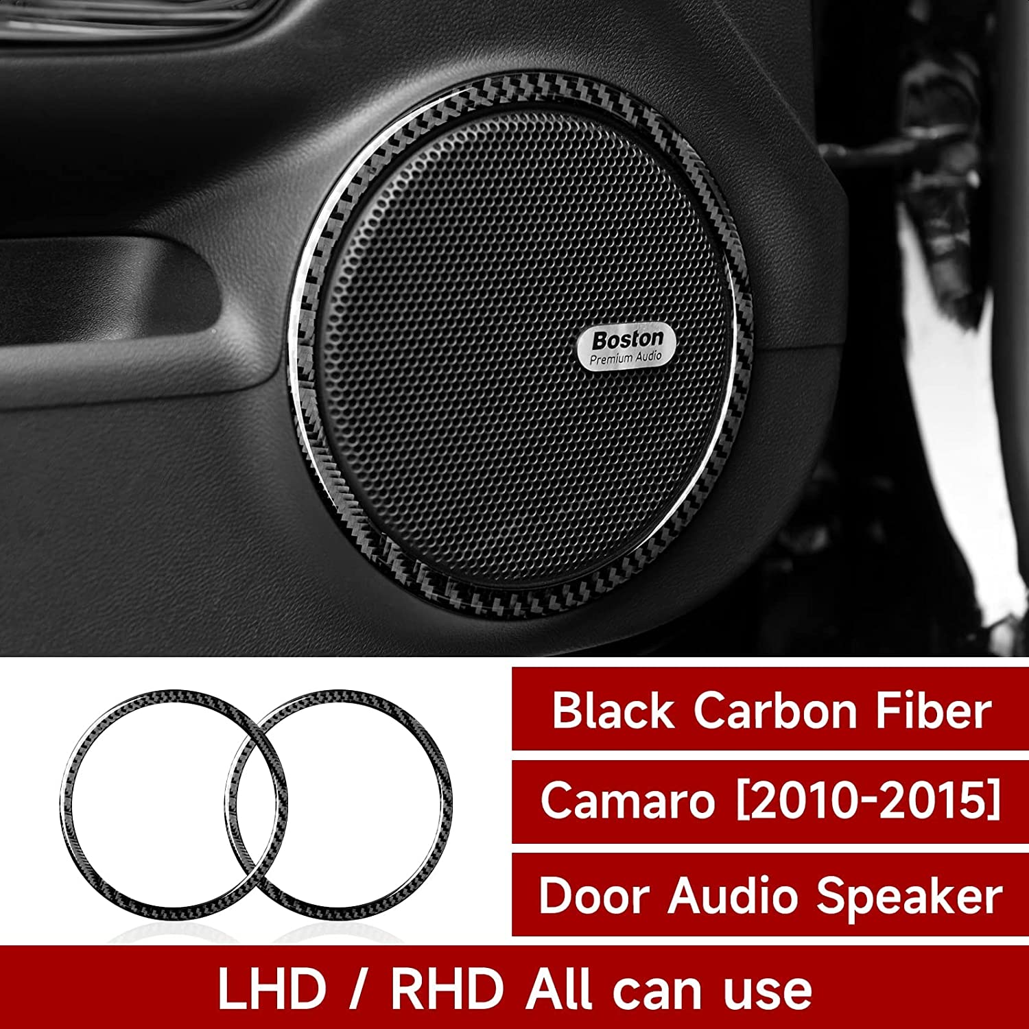 Car Door Audio Speaker Sticker Decal Carbon Fiber Interior Trim Cover for Camaro 2010 2011 2012 2013 2014 2015 Accessories - Delicate Leather