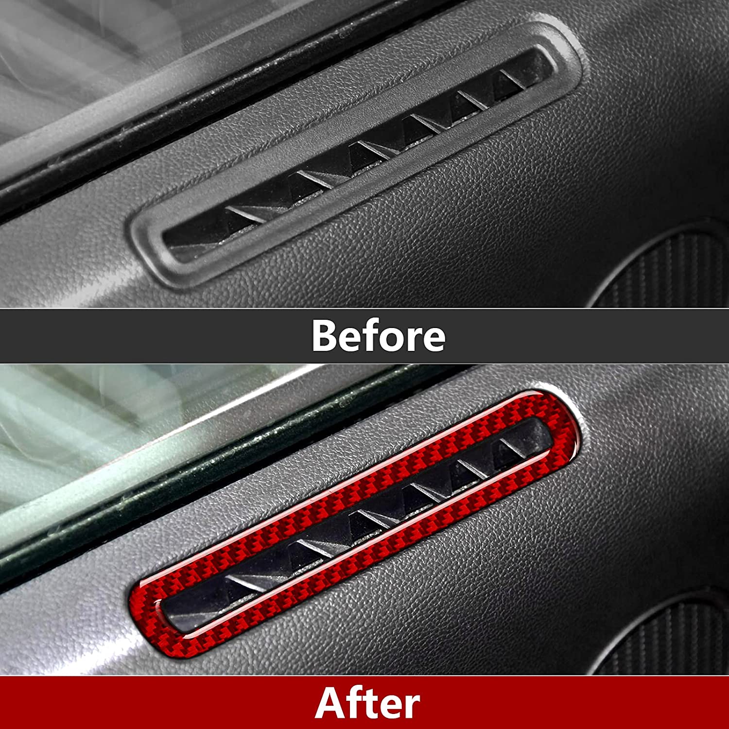 Carbon Fiber Car Door Air Conditioner Outlet Vent Sticker Decal Interior Trim Cover for Mustang 2015 2016 2017 2018 2019 2020 Accessories - Delicate Leather