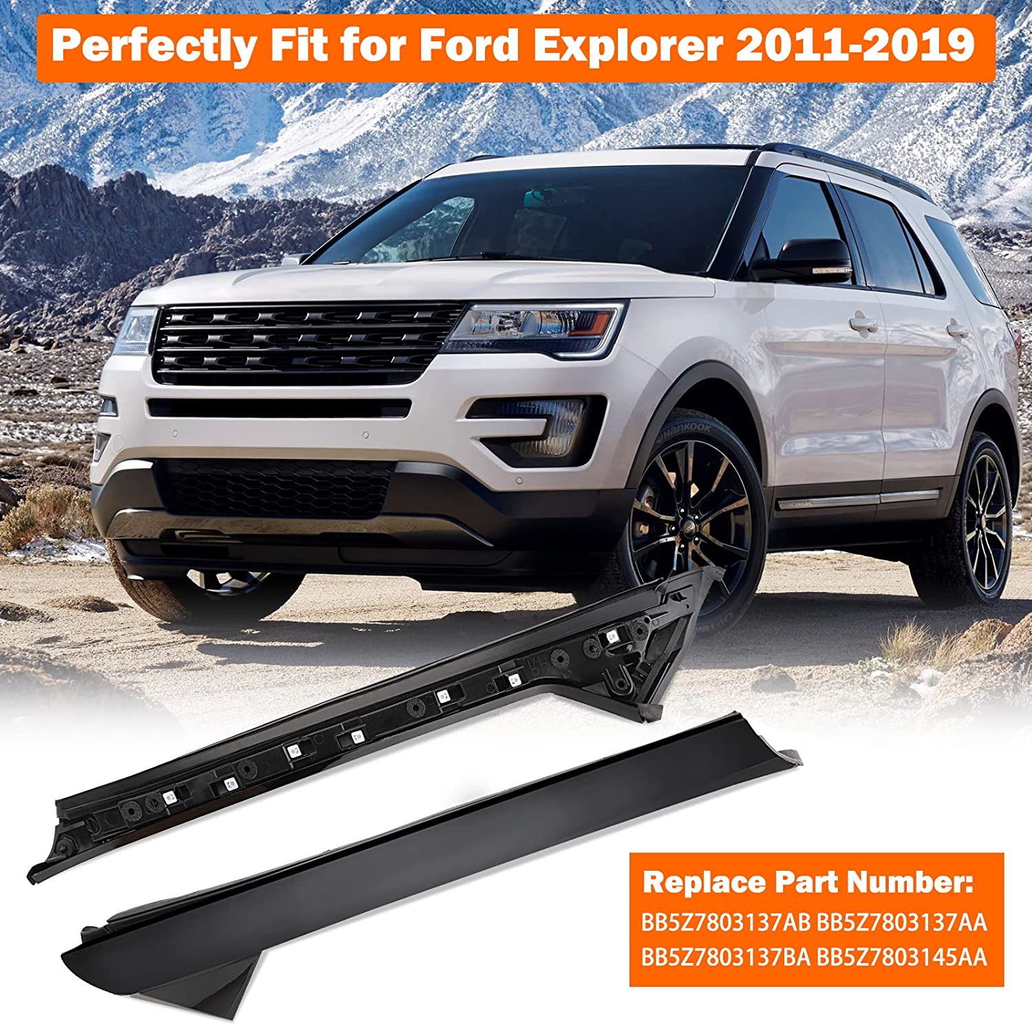 Windshield A-Pillar Molding Trim Driver Side, Compatible with 2011-2019 Ford Explorer Replace 926 450, BB5Z-7803137-AB BB5Z7803137AA BB5Z7803137BA BB5Z7803145AA - Delicate Leather