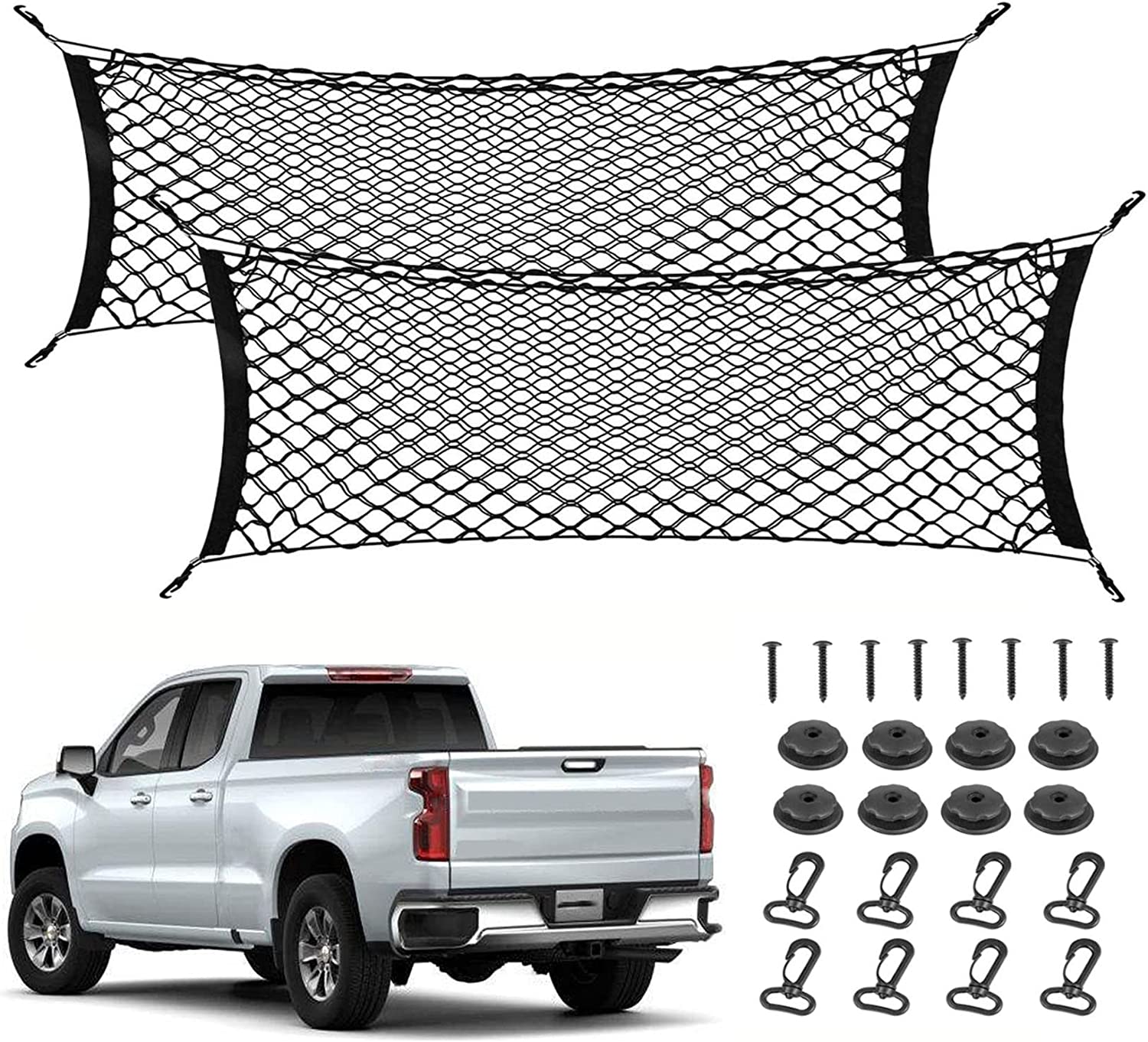 2 PCS Small Cargo Nets Camper Storage Pocket Mesh Net Elastic Stretchable Trunk Cargo Netting Compatible with SUV Cars RV Campers Boats Automotive