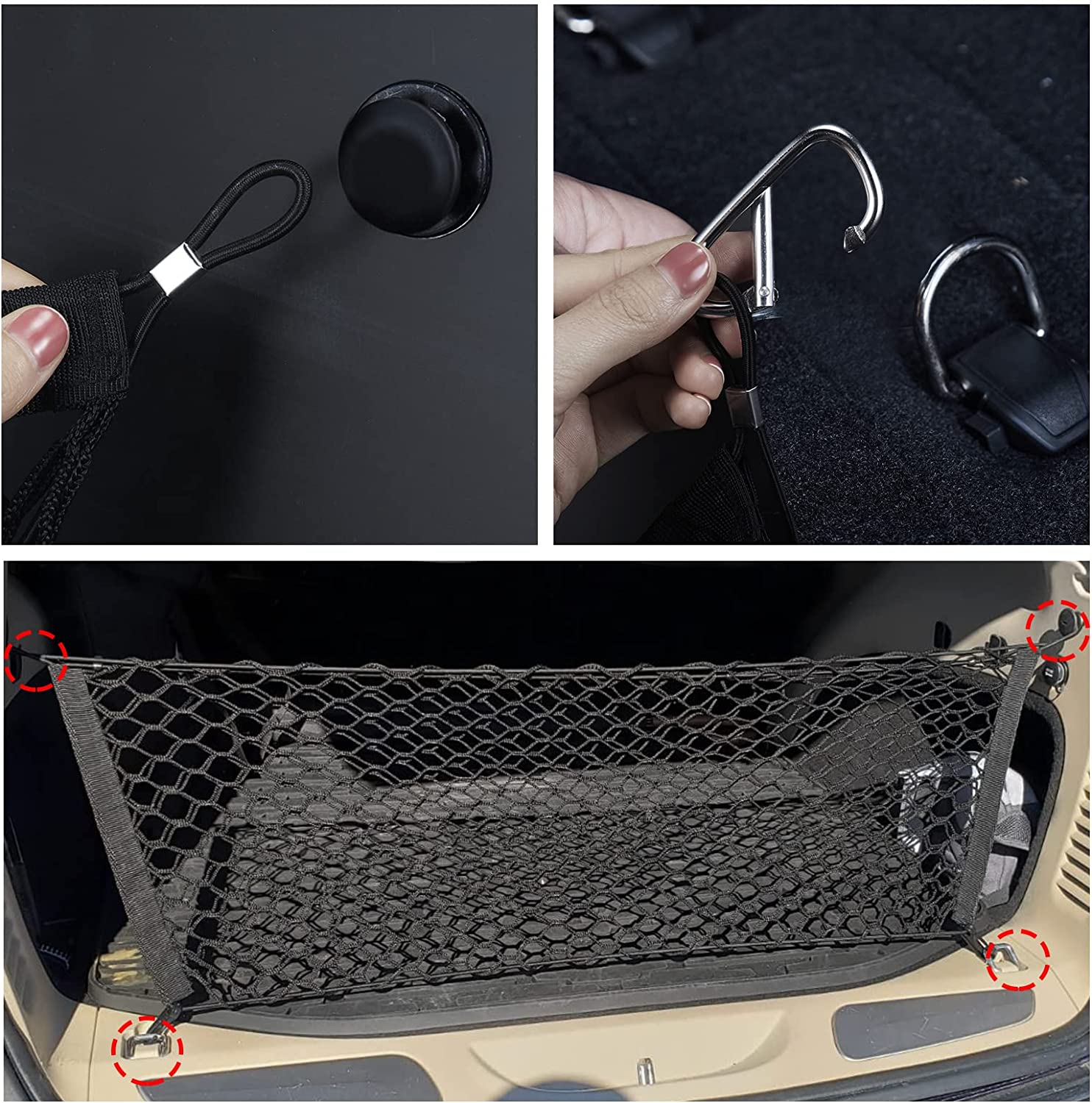 Trunk Cargo Net Stretchable, Envelope Style Cargo Net with Metal Hooks, Elastic Trunk Storage Net, Ideal Heavy Duty Cargo Net for SUV, Fit for 2011-2021 Grand Cherokee Accessories - Delicate Leather