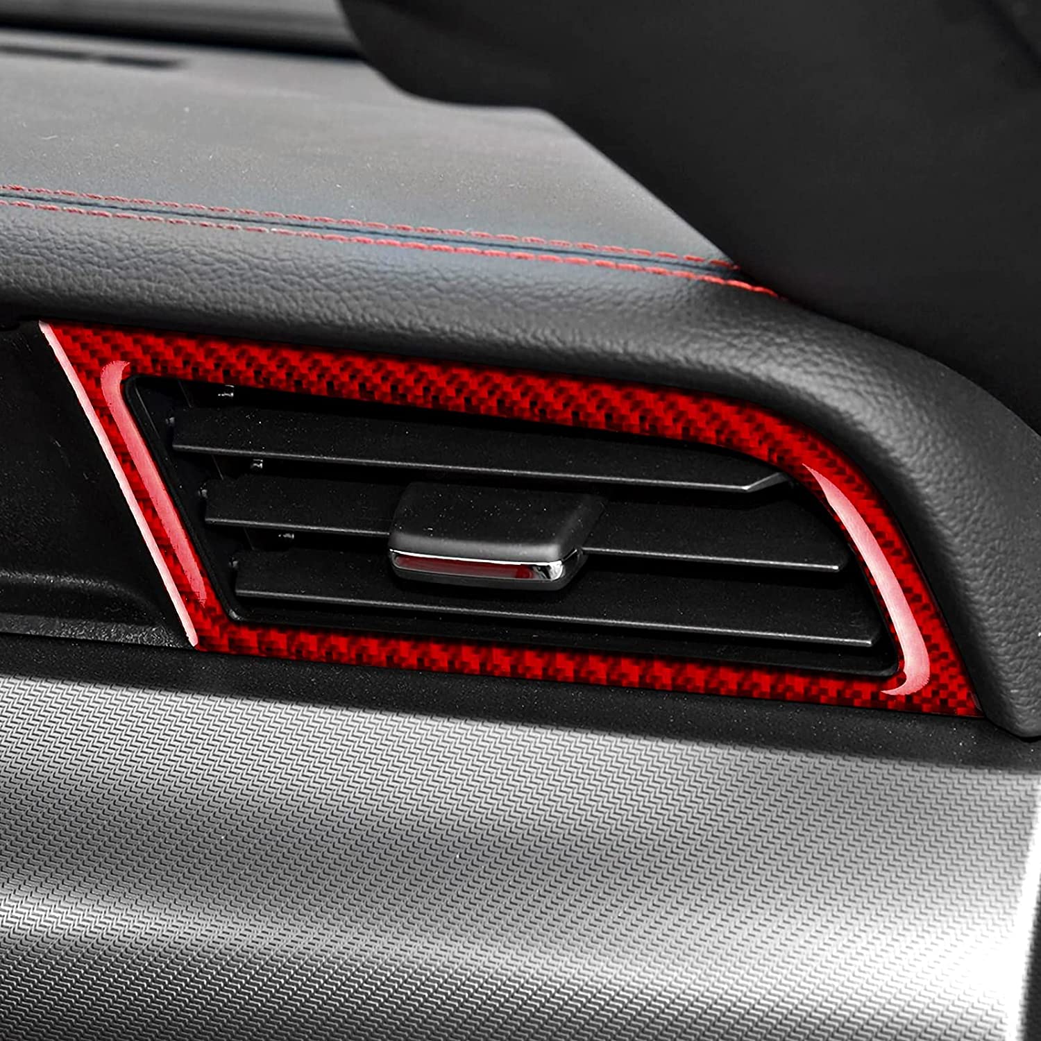 Carbon Fiber Car Side Air Conditioning Vent Sticker Decal Interior Trim Cover for Mustang 2015 2016 2017 2018 2019 2020 Accessories - Delicate Leather