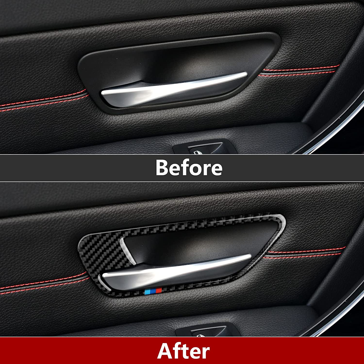 2PCS Car Door Bowl Frame Decals Sticker Carbon Fiber Trim Compatible with BMW F30 F31 F34 3GT F32 F33 F36 2012 2013 2014 2015 2016 2017 2018 2019 Interior Accessories - Delicate Leather