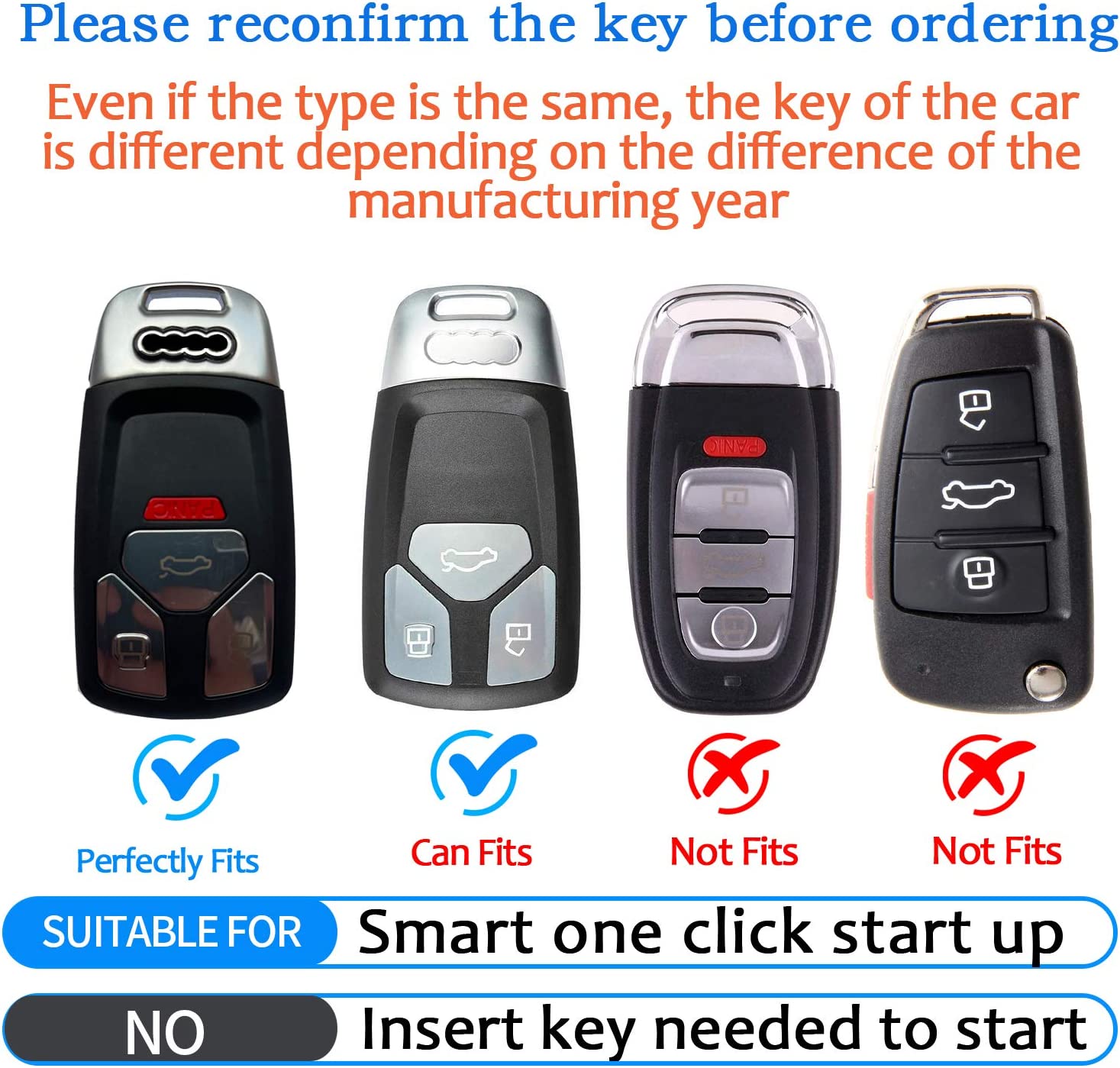 Audi Key Fob Cover Genuine Leather With Keychain,Leather Key Case Protector Compatible A4 Q7 Q5 TT A3 A6 SQ5 R8 S5 smart key - Delicate Leather