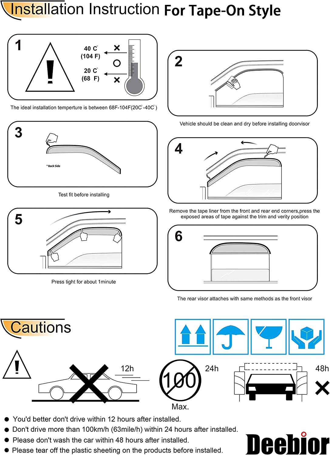 Original Side Window Wind Deflector, 4pcs Out-Channel Tape-On Dark Smoke Rain Guards Set, Vent Visor Compatible with 2007-2014 Ford Edge 2007-2014 Lincoln MKX 94141 - Delicate Leather